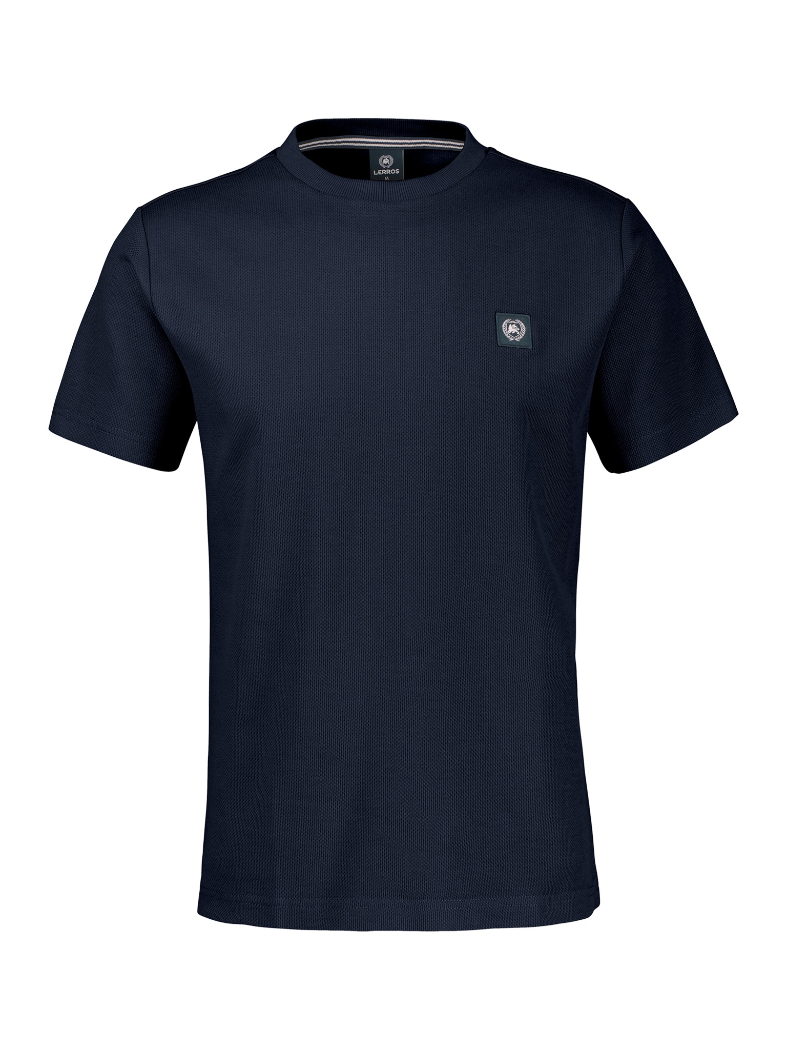 LERROS Rundhalsshirt mit Logo-Badge und in Waffle-Optik