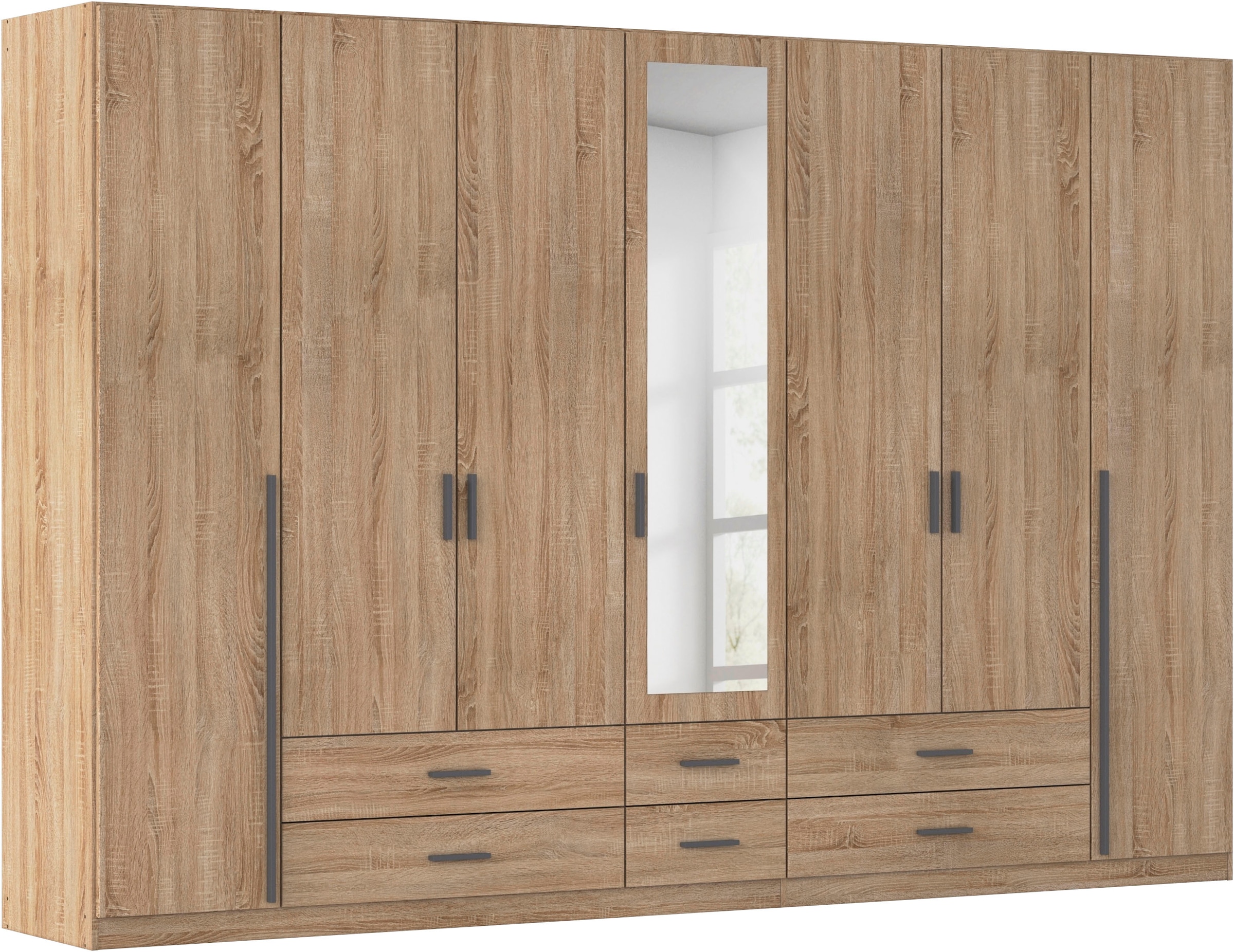 rauch Kleiderschrank »Schrank Garderobe Ankleide GAMMA Breiten 91/136/181/226/271/315/360 cm« in 3 Ausstattungen BASIC/CLASSIC/PREMIUM (inkl. SOFT-CLOSE-Funktion),  verschiedene Griff-Varianten, mit Spiegel TOPSELLER MADE IN GERMANY
