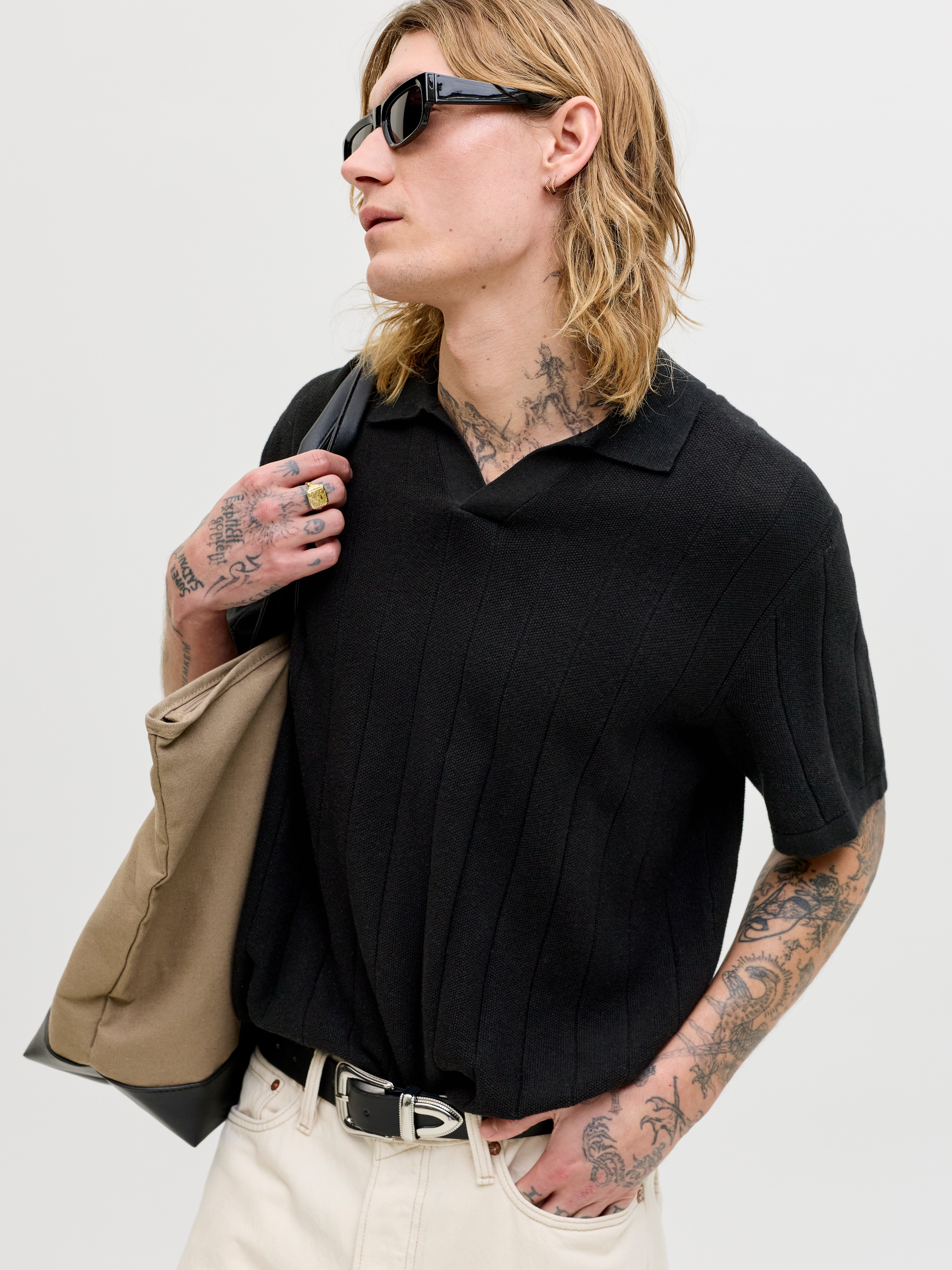 Jack & Jones Polokragenpullover »JJEBRADLEY KNIT SPLIT NECK SS SN« Baumwolle