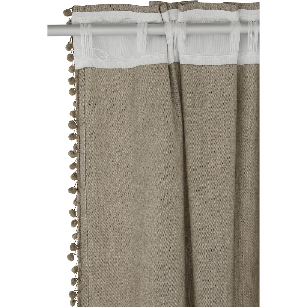 COUCH♥ Vorhang »Mit Anhang«, (1 St.), COUCH Lieblingsstücke mit Pompoms, blickdicht, Chambray, Bio-Baumwolle, verschiedene Größen