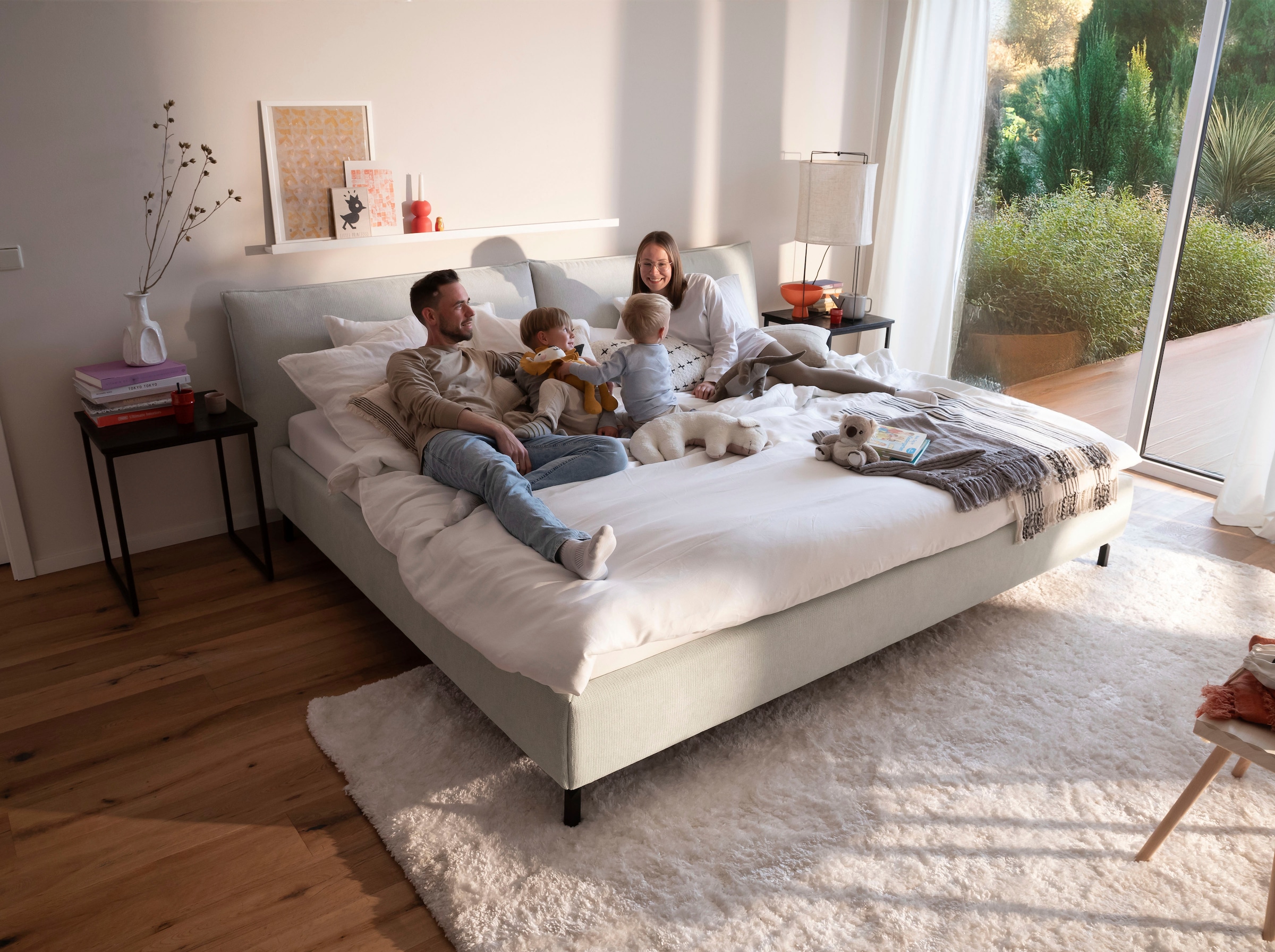 Home affaire Polsterbett »Fionara, Familienbett, extrabreite Liegefläche 240cm, in 2 Längen« inkl. 7-fache Einlegetiefenverstellung & saugroboterfreundliche Höhe