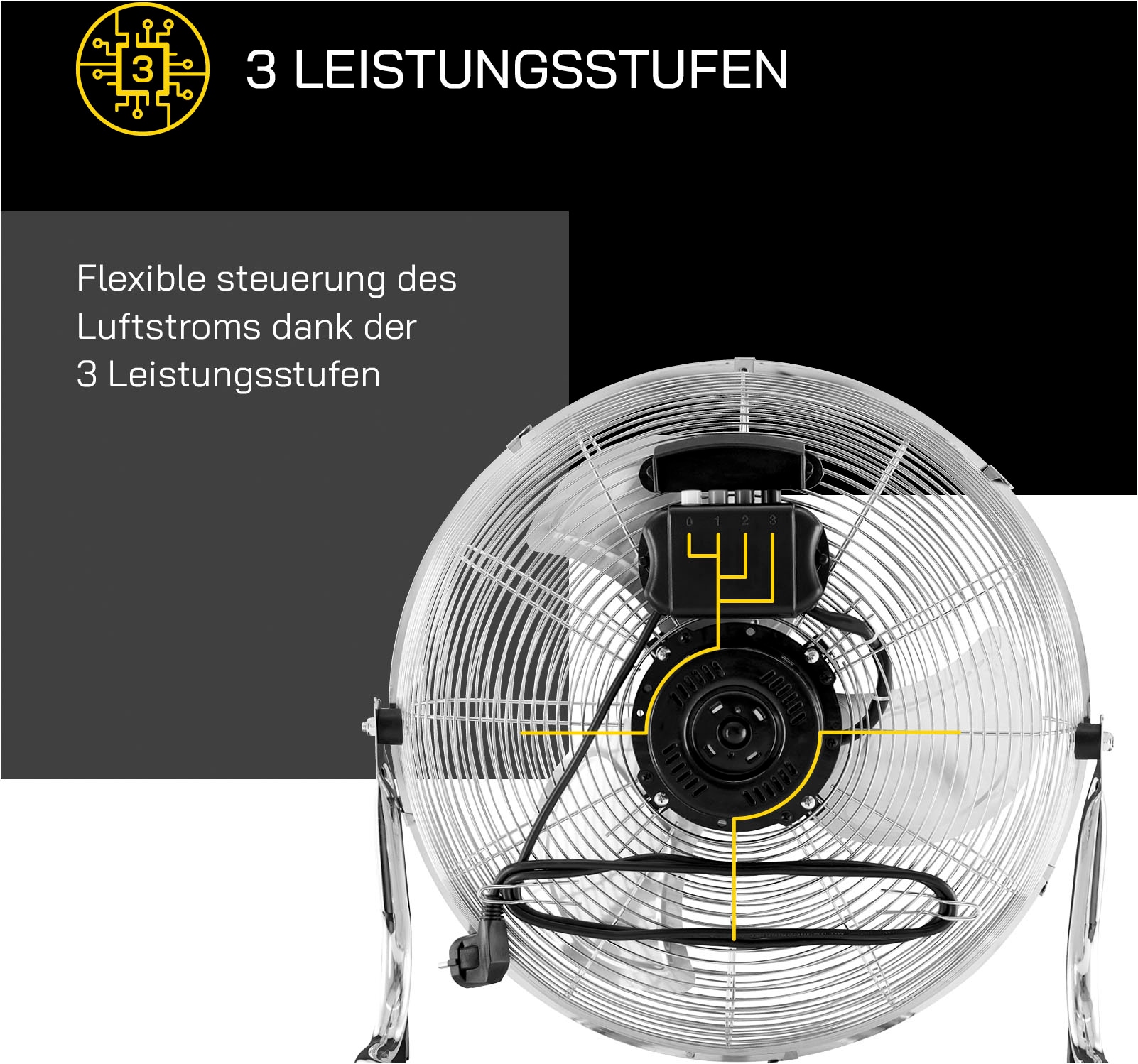 Gutfels Bodenventilator »VB 37059 ch«, Ø 50 cm, Vollmetall, 100 W Leistung