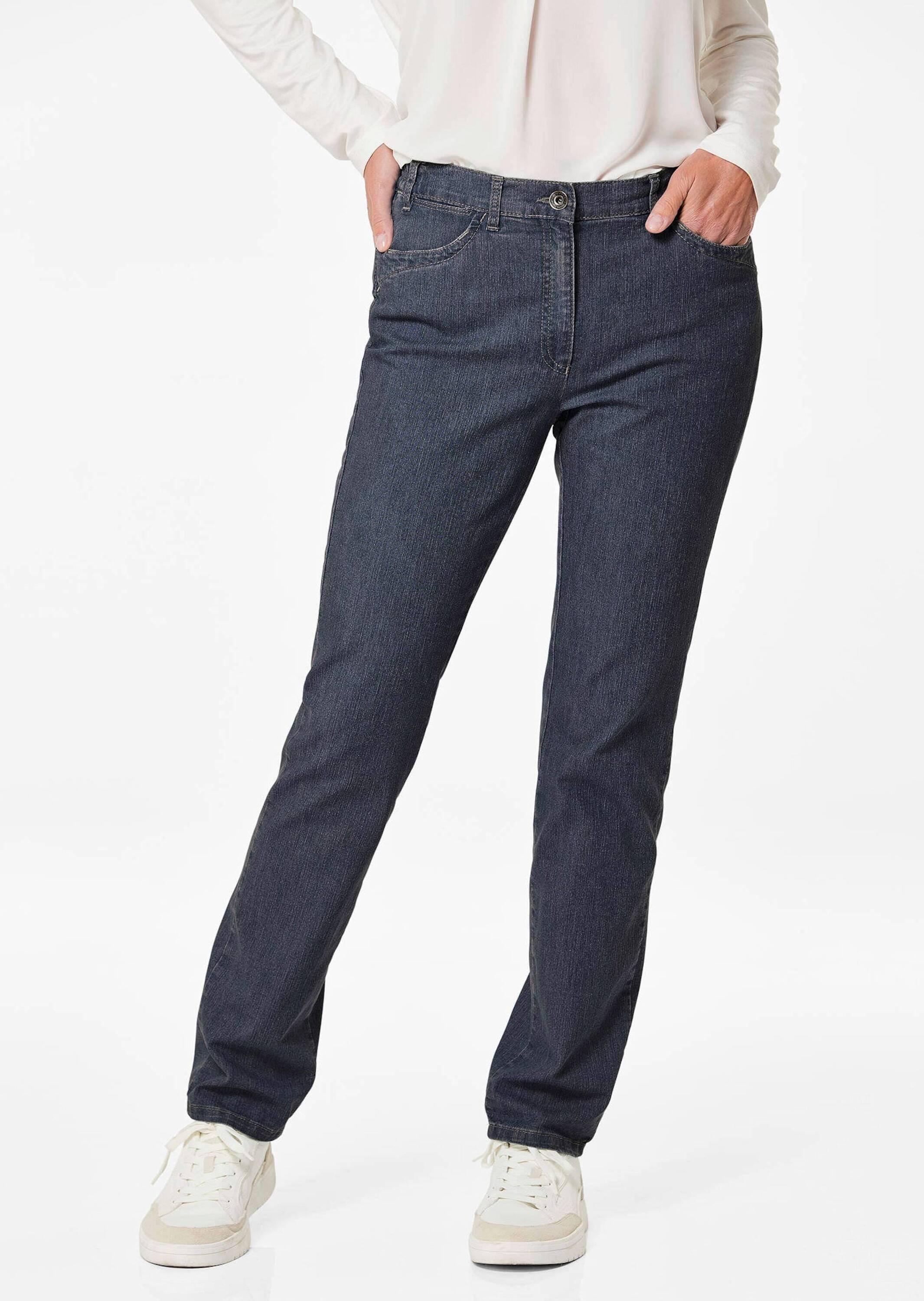 GOLDNER Stretch-Jeans »Kurzgröße Edel geschmückte Jeanshose ANNA«