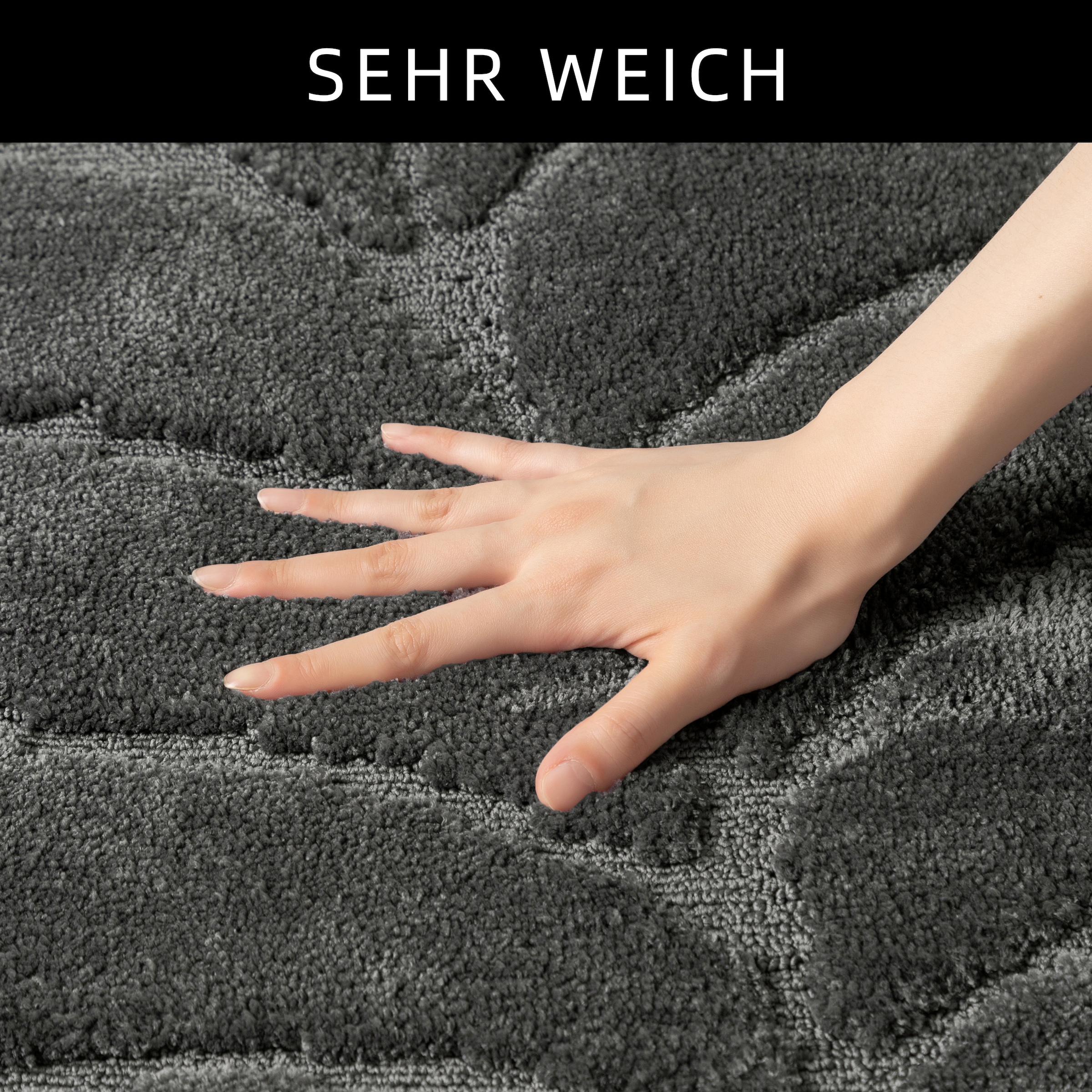 my home Badematte »Epense, Badvorleger, Badezimmer Teppich, Duschvorleger«, rutschhemmend beschichtet, fußbodenheizungsgeeignet-schnell trocknend, Badteppich, Uni Farben, Blätter, Blattstruktur, Hoch-Tief Effekt