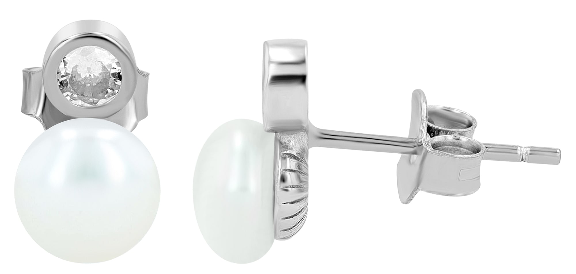 Adelia´s Paar Ohrstecker »925 Silber Ohrringe Ohrstecker mit Süßwasserperle und funkelnden Zirkonia« Perle, silberfarben
