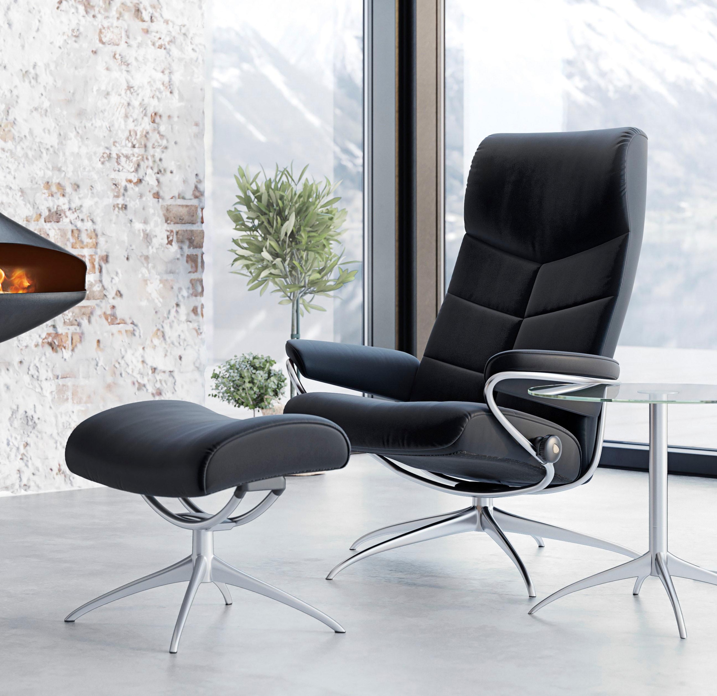 Stressless® Relaxsessel »Dublin«, (Set, Hocker), High Chrom Hocker, mit Base, Relaxsessel Star Gestell mit mit kaufen online Back