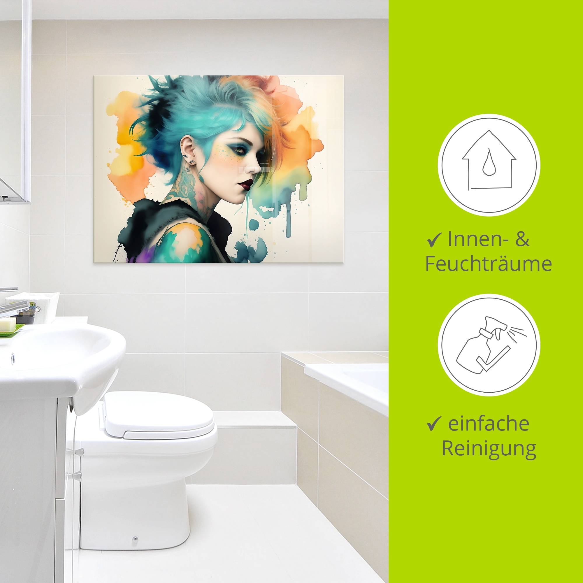 Artland Glasbild »Weiblicher Punk III« Bilder von Frauen 1 Stk. tlg. in verschiedenen Größen