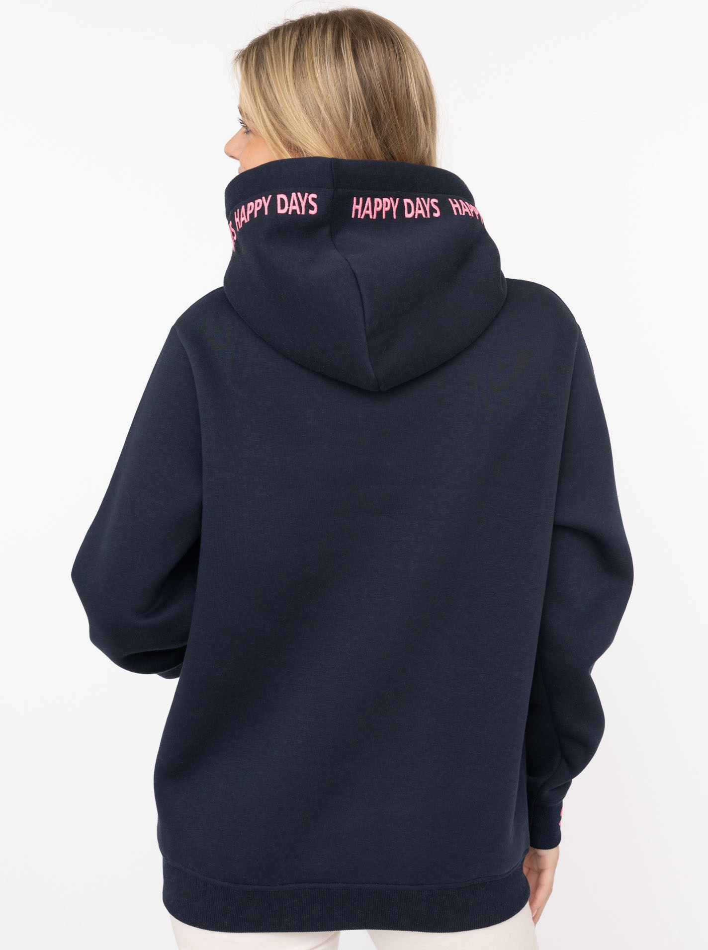 Zwillingsherz Hoodie »"Happy Days"«, mit gestickten pinken Details