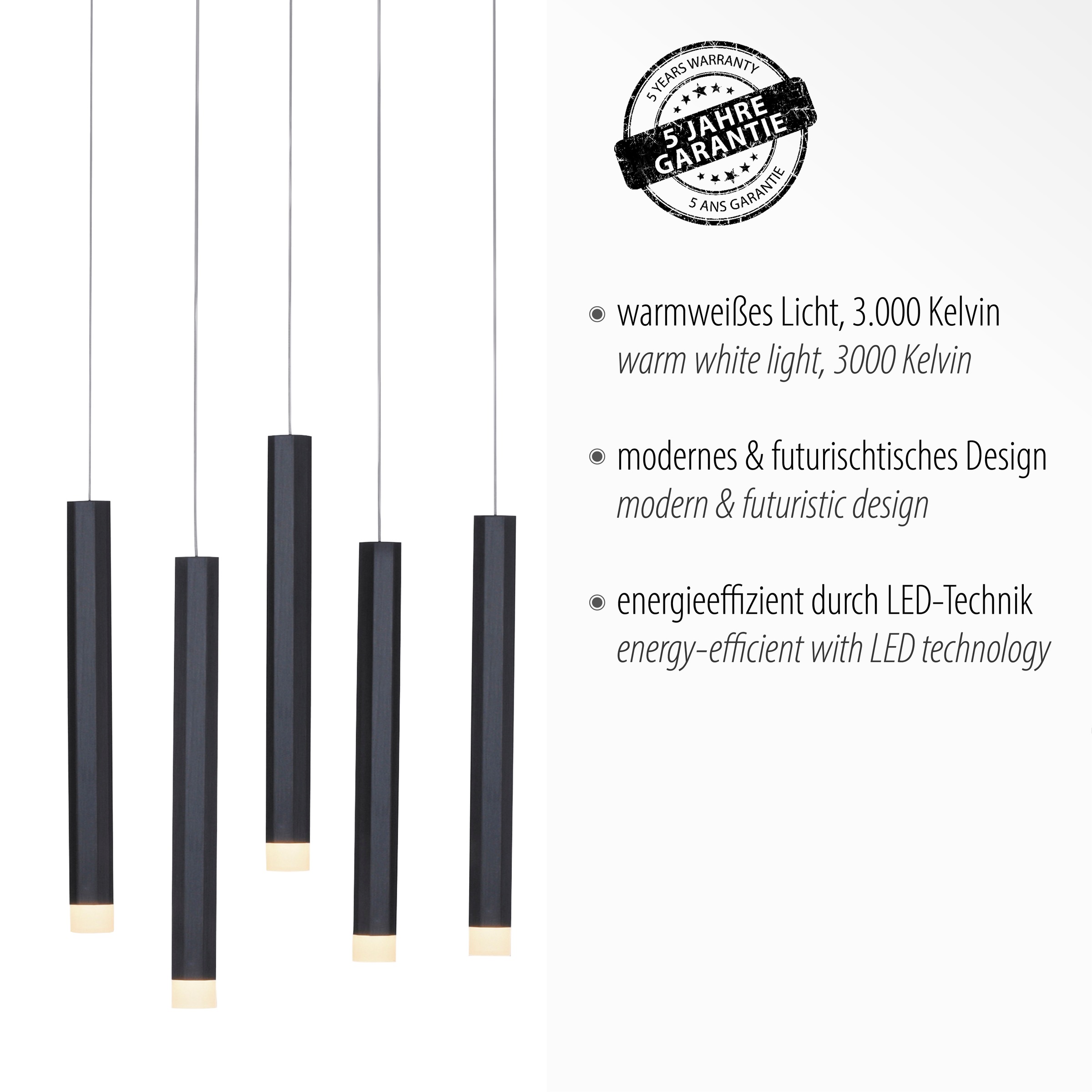 JUST LIGHT Pendelleuchte »BRUNO«, 10 flammig, Leuchtmittel LED-Board | LED fest integriert, LED