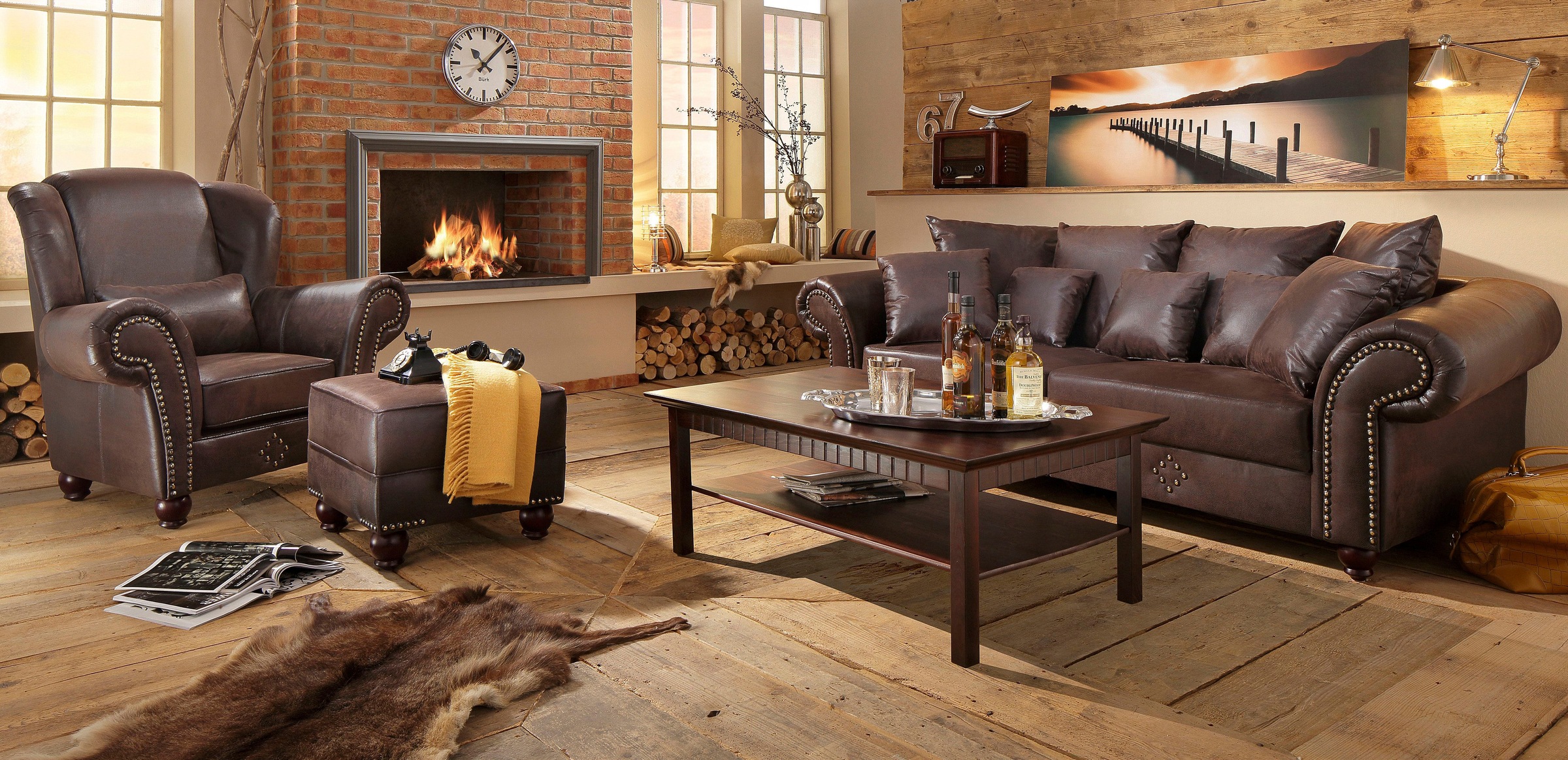 Home affaire Sessel »King George gemütlicher Ohrensessel mit Ziernägeln, mit Federkern«