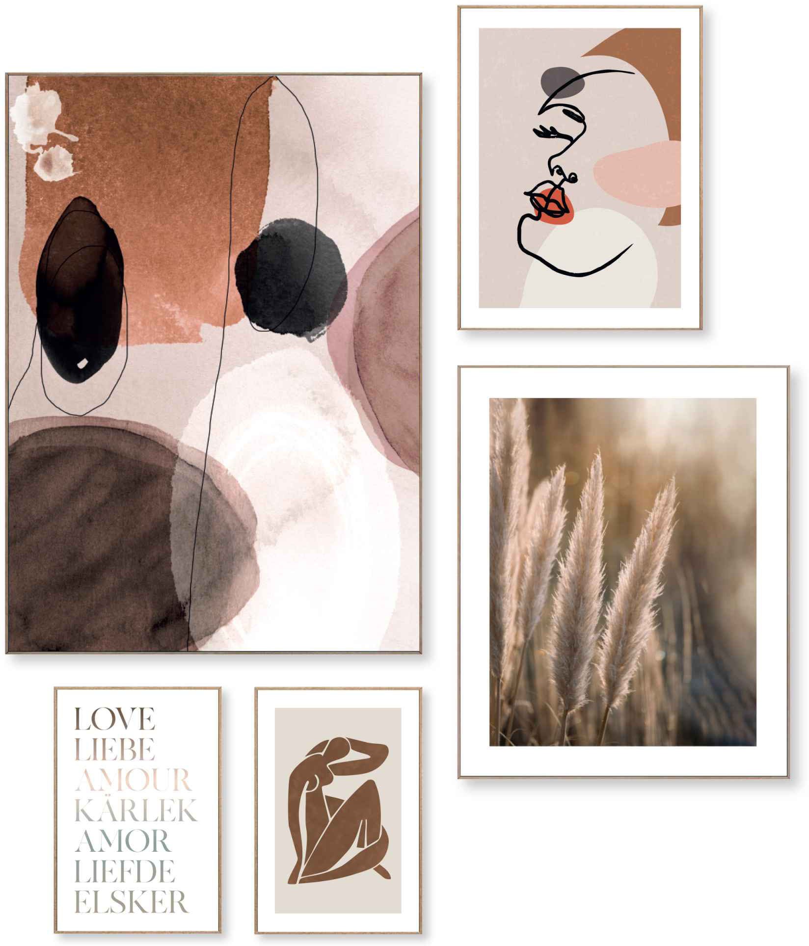 Reinders! Wandbild »Love match Abstrakte Formen - Linienzeichnung - Vrouw«,  (5 St.) bei OTTO