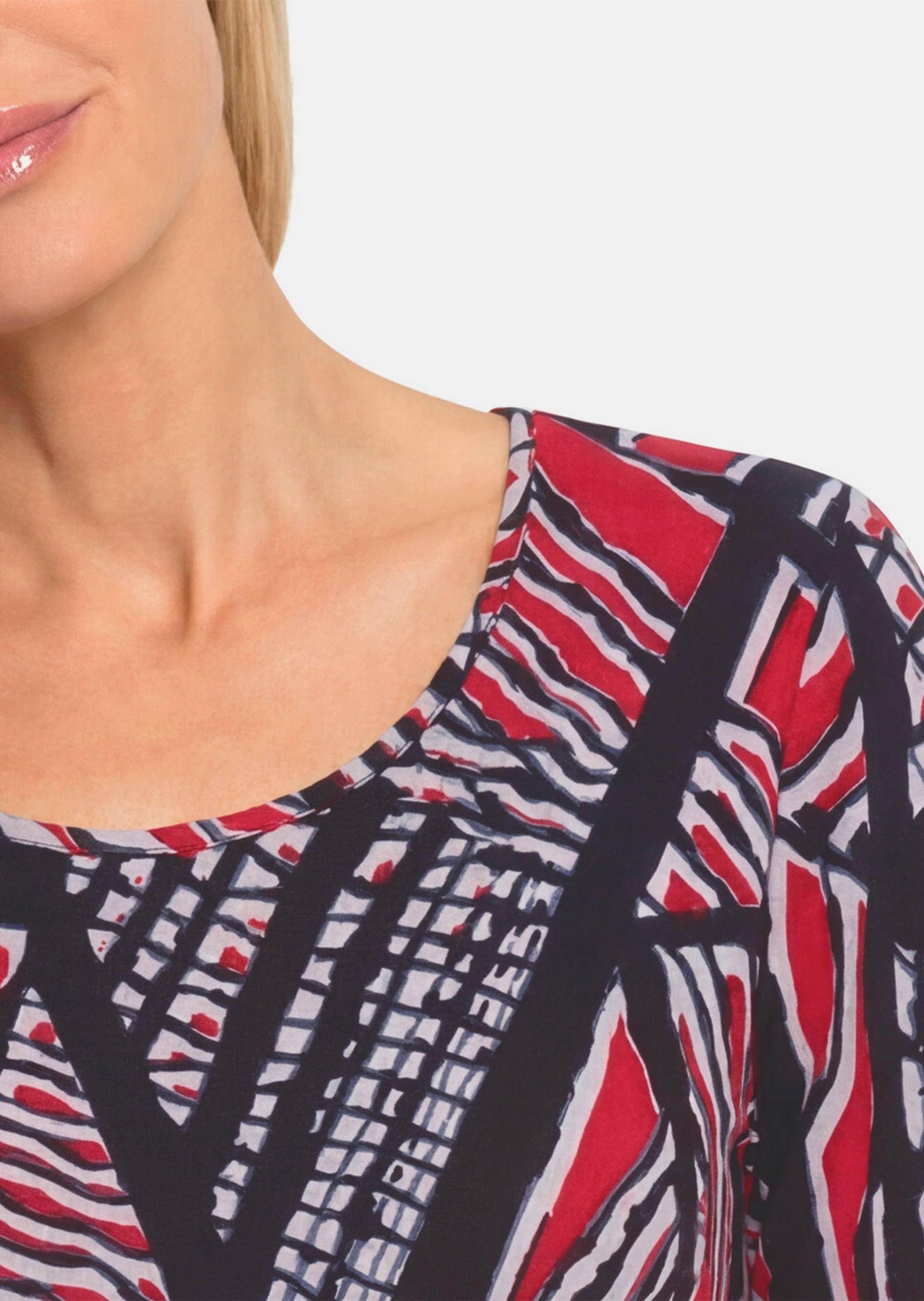 GOLDNER Kurzarmshirt »Baumwollshirt mit grafischem Druck« stretchbequemer Viskosejersey