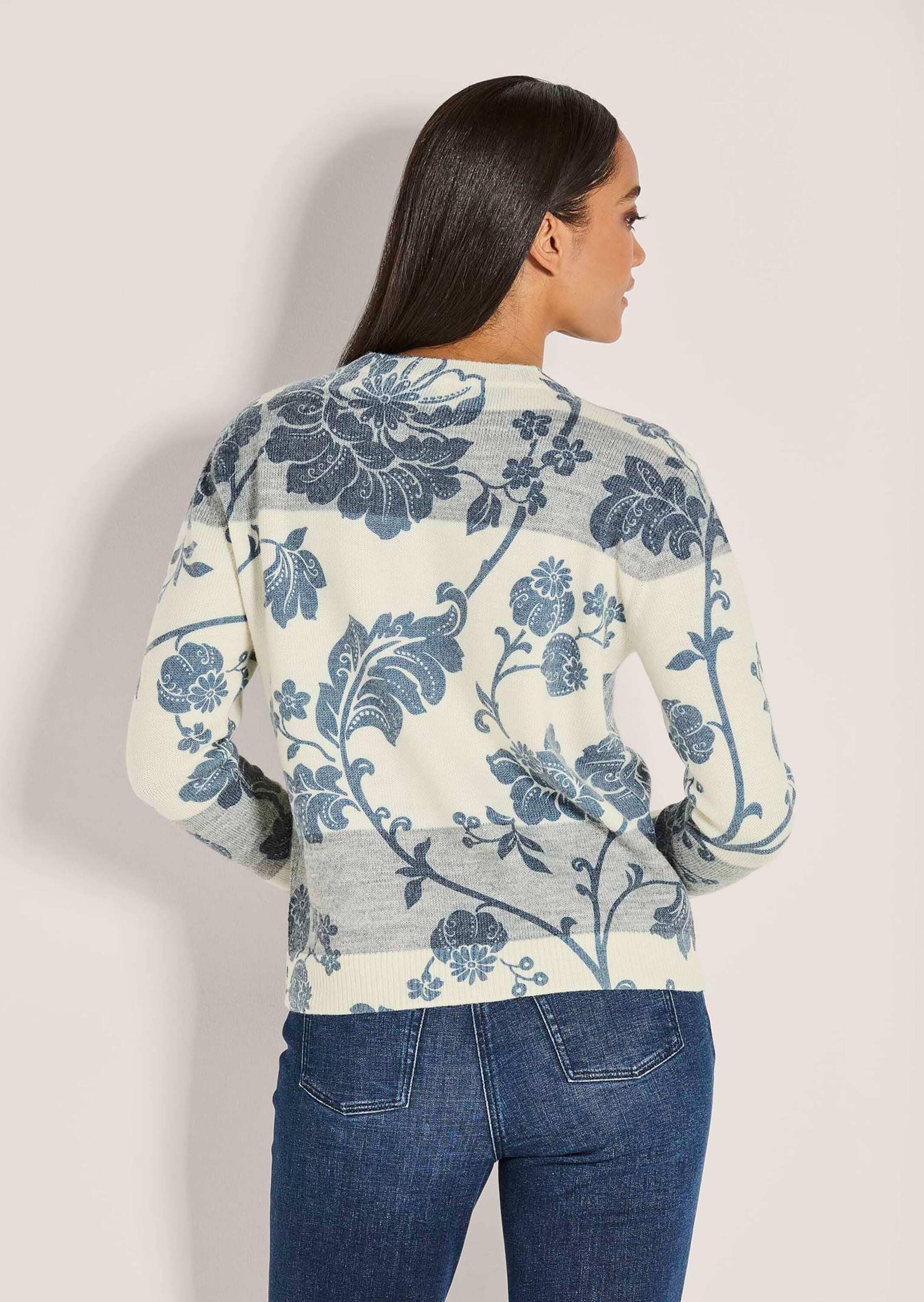 MADELEINE Longpullover »Strickpullover Rundhals-Pullover im Muster-Mix«