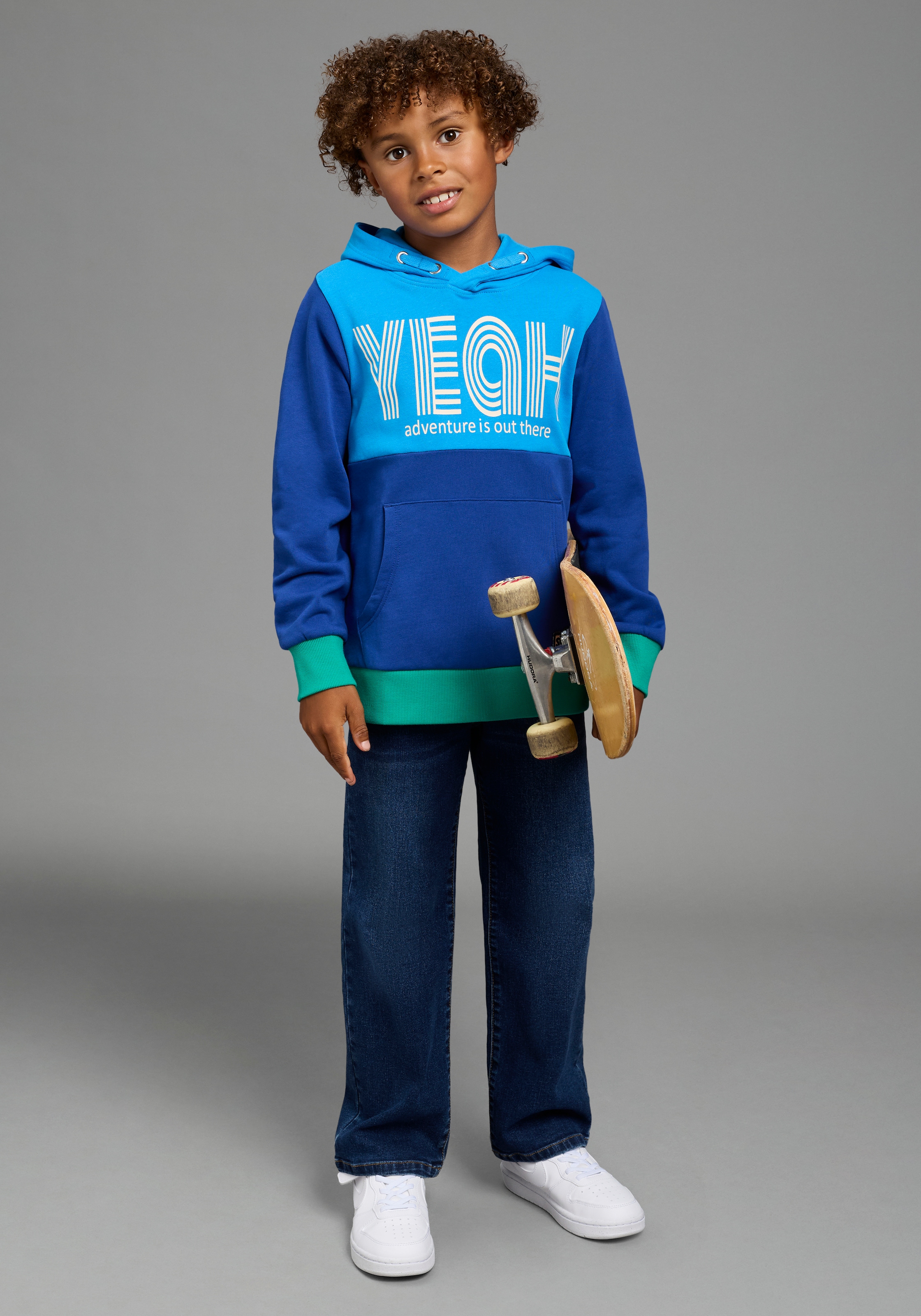 Scout Kapuzensweatshirt »Hoodie in colorblocking Design und Print - NEU von SCOUT«, Colorblocking-Sweatshirt mit Kapuze und großem Druck, Basic-Passform
