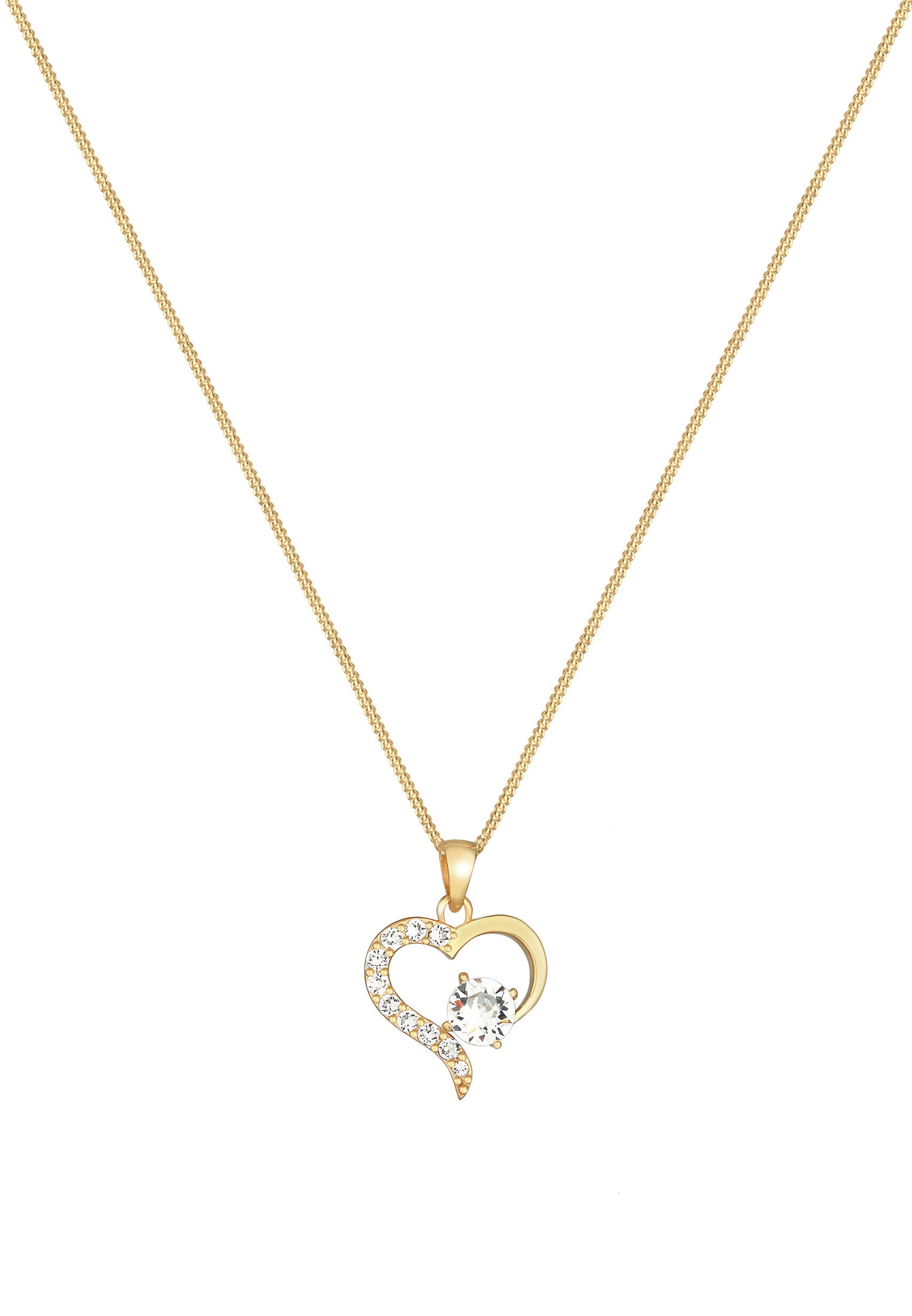 Elli Silberkette »Halskette Herz 925 Silber, mit Kristallen von Swarovski®«