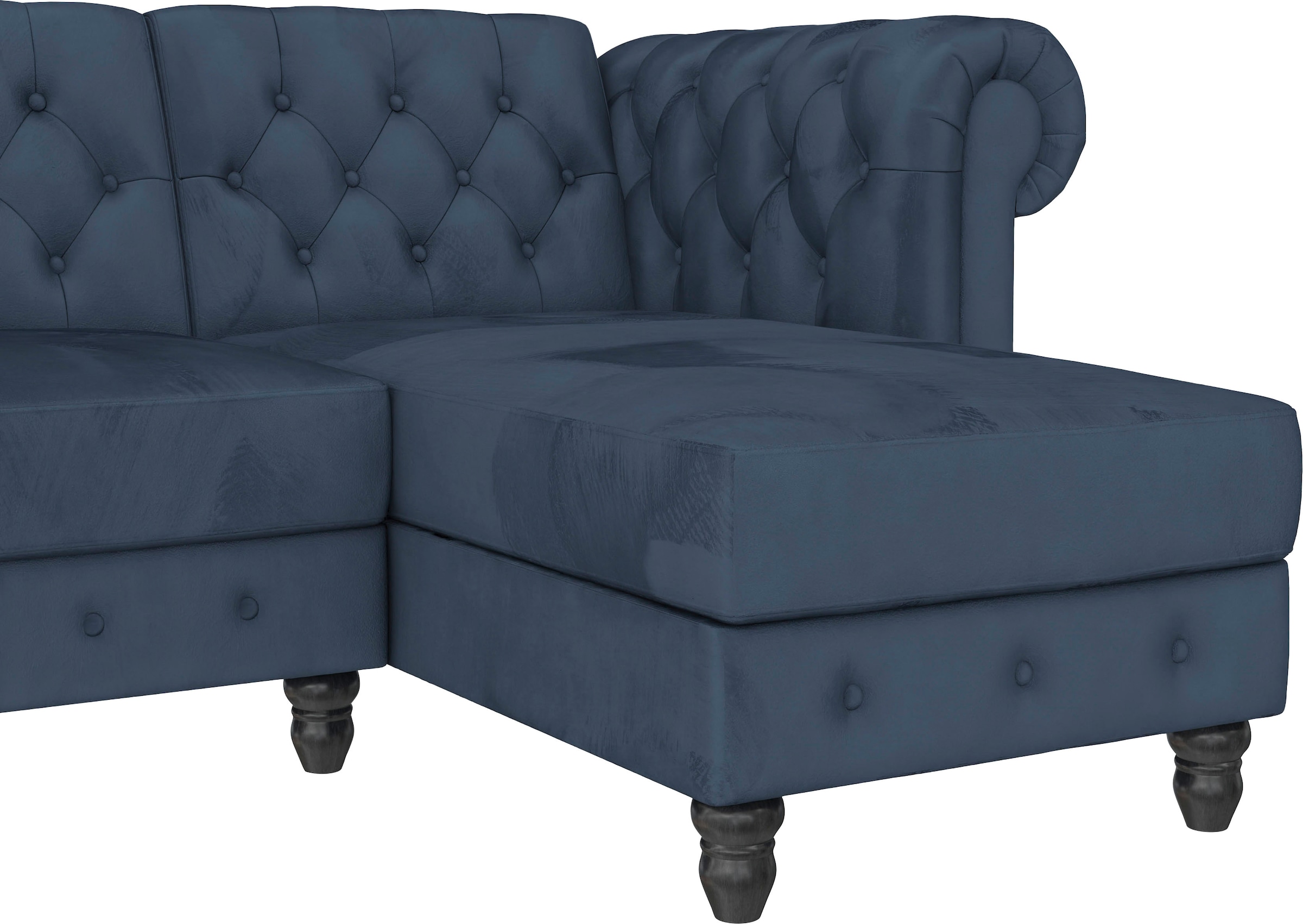 Dorel Home Ecksofa »Felix, L-Form, 241 cm (Liegefl.108x195 cm), Recamiere tauschbar,« verstellb. Rückenlehne, Bett-Funktion, Velours, Kunstleder, Vintage