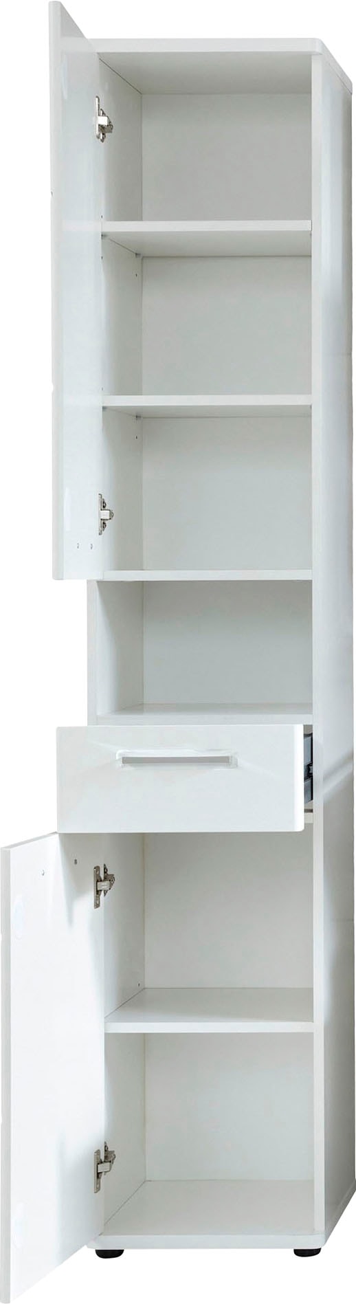 welltime Hochschrank »Mora«, Weißer Badschrank mit Schublade und 2 Türen - (B/T/H) 37/34/189 cm