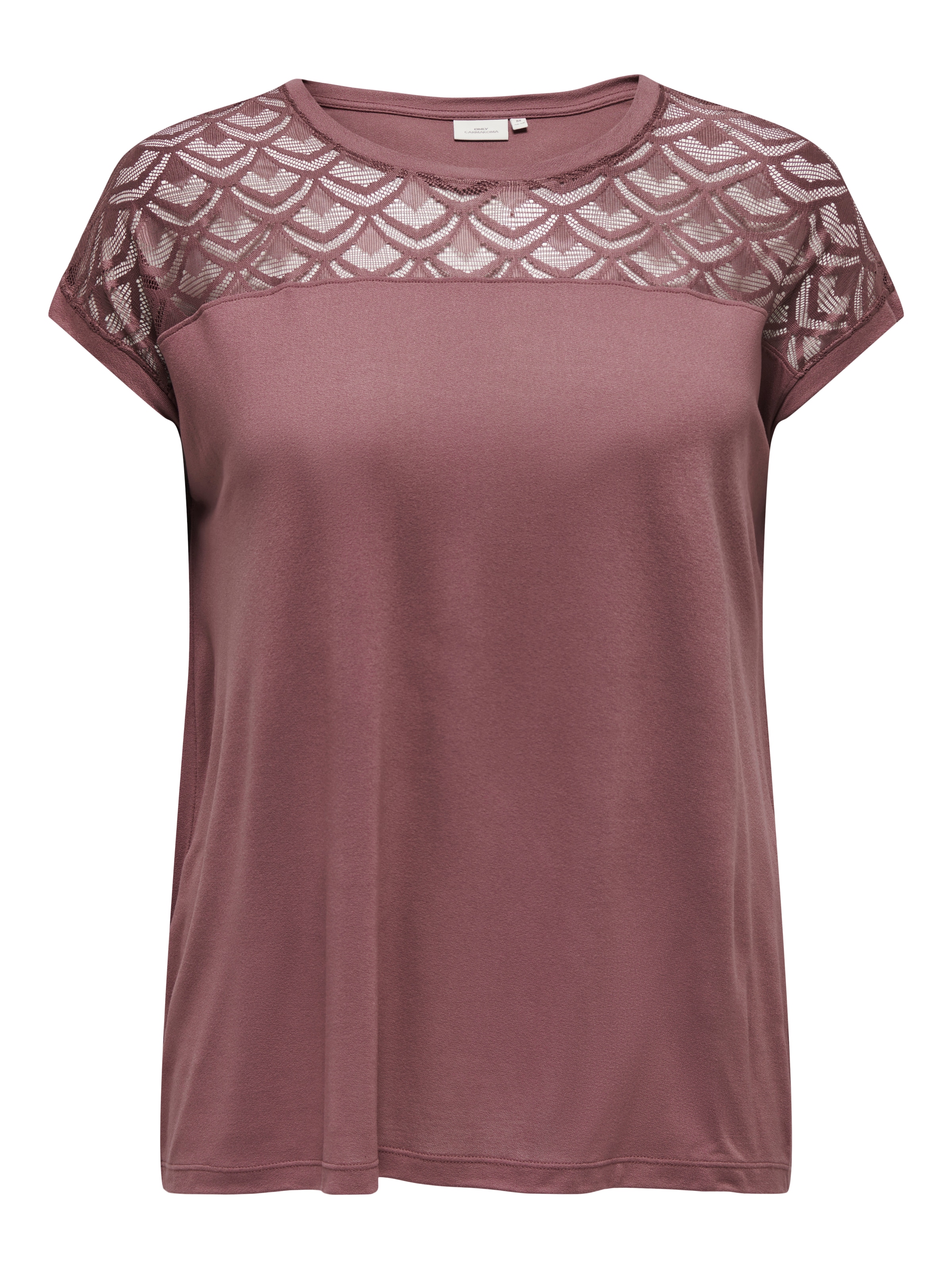 ONLY CARMAKOMA Spitzenshirt »CARFLAKE LIFE S/S MIX TOP JRS NOOS« Viskose, regular fit