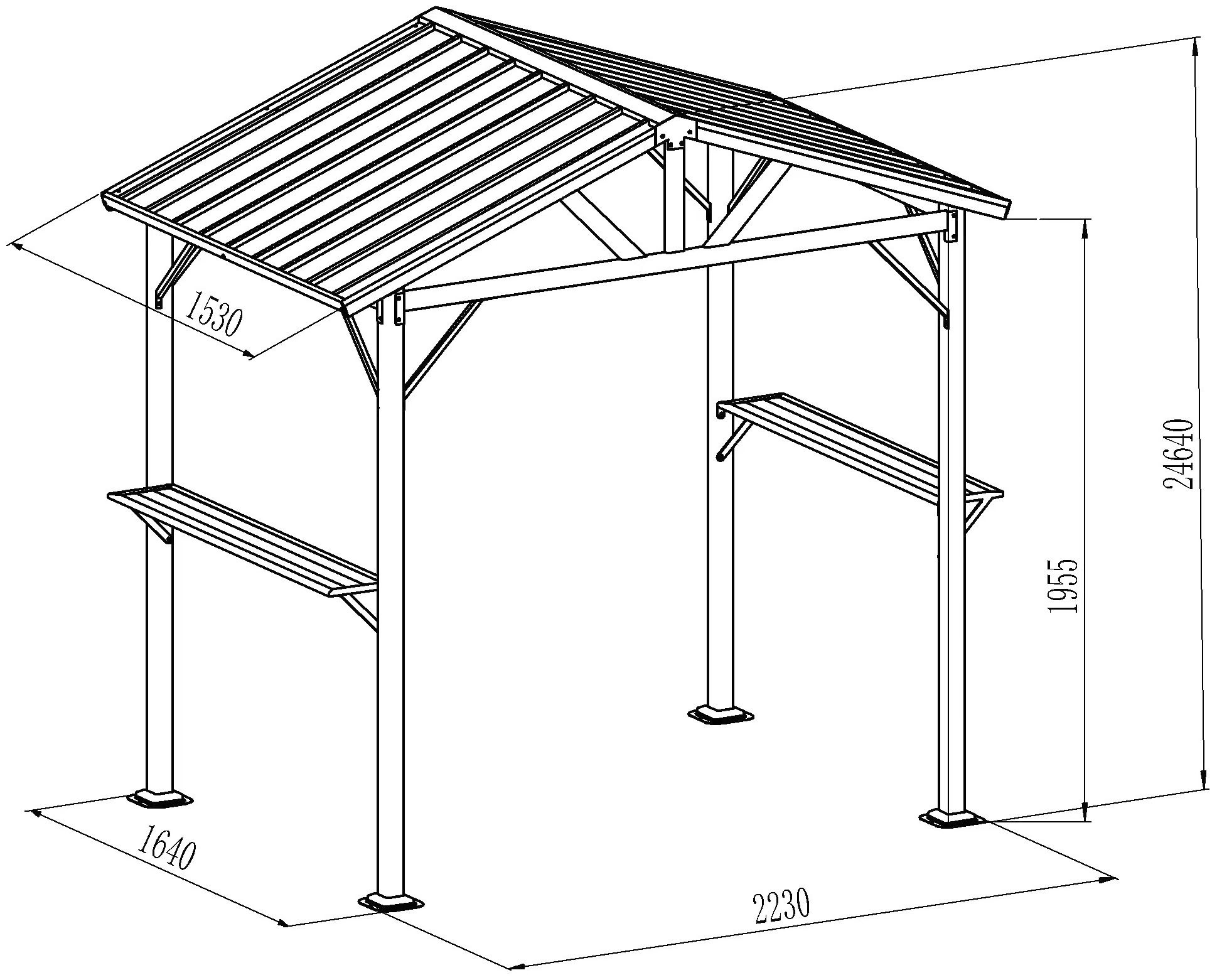 KONIFERA Grillpavillon »Lissabon«, BxT: 244x153 cm, mit verzinktem Stahldach und Stahlgestell