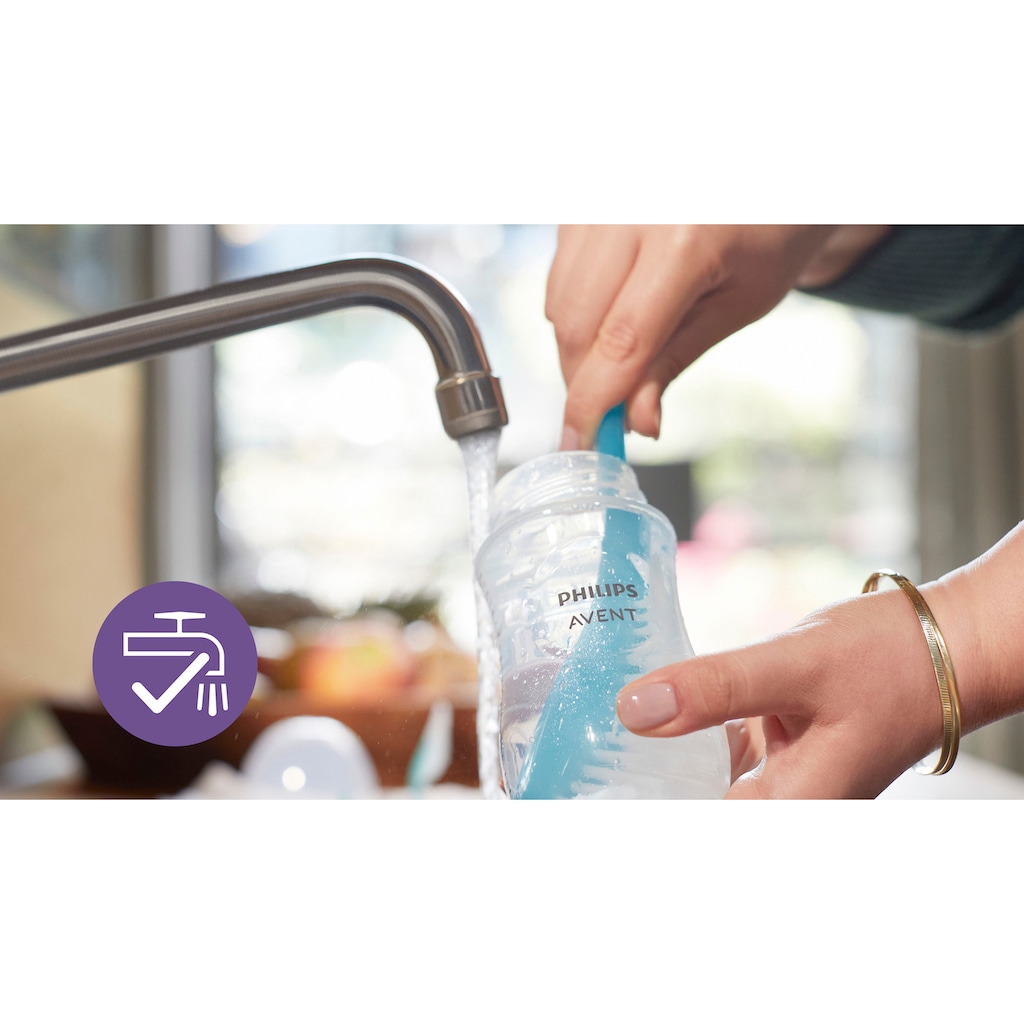 Philips AVENT Babyflasche »Natural Response Starter-Set für Neugeborene SCD838/11«, 4 Flaschen, ultra soft Schnuller und Flaschenbürste