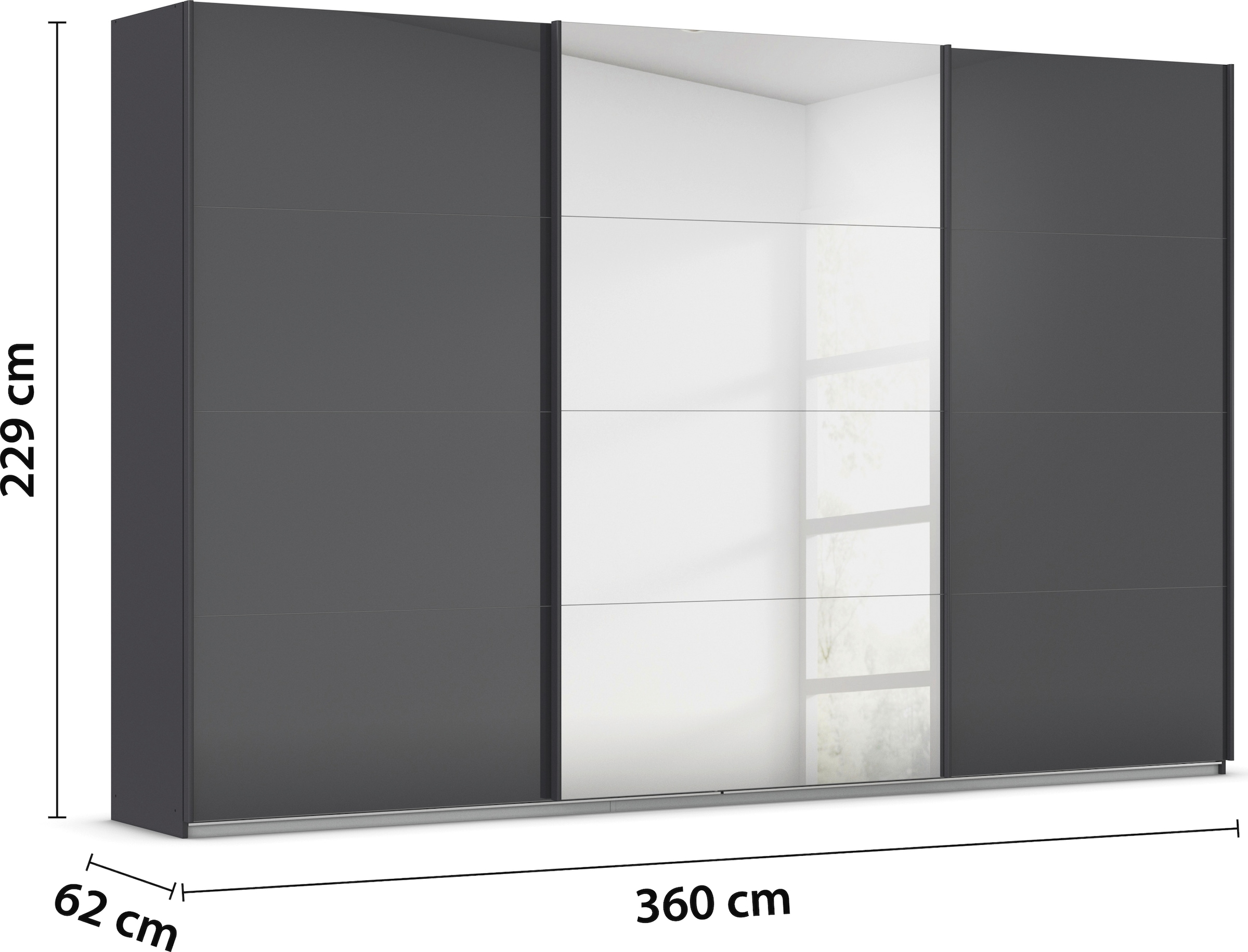 rauch Schwebetürenschrank »Kleiderschrank Kleiderschränke Schrank Garderobe AGORDO mit Glasfront«, durchdachte Innenausstattung, in 4 Breiten und 2 Höhen MADE IN GERMANY