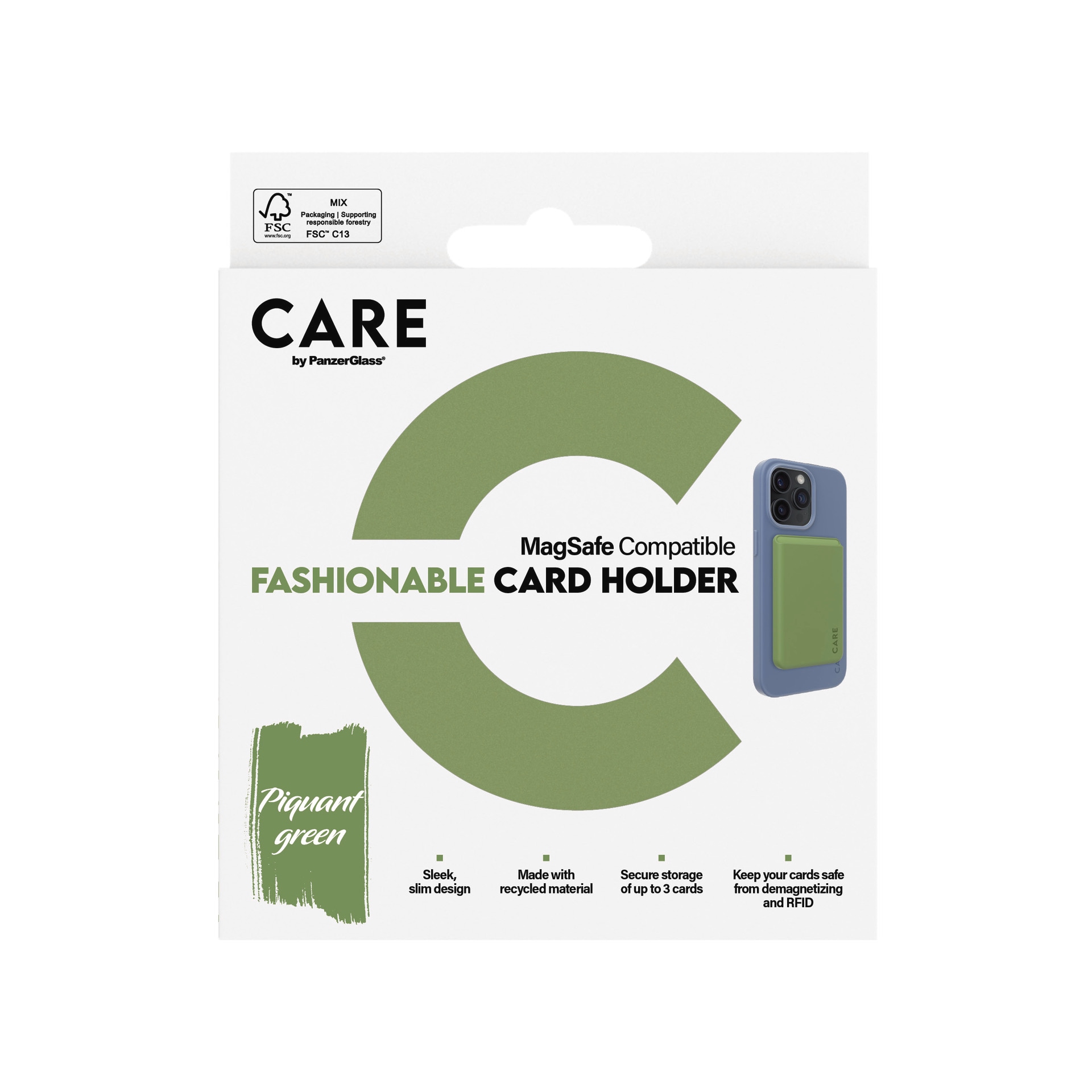 CARE by PanzerGlass Etui »Fashionable Card Holder mit MagSafe für Apple iPhone« iPhone 12 | iPhone 13 | iPhone 14 Kartenhalter, Schutzhülle, MagSafe Case, Schutzcase, stoßfest
