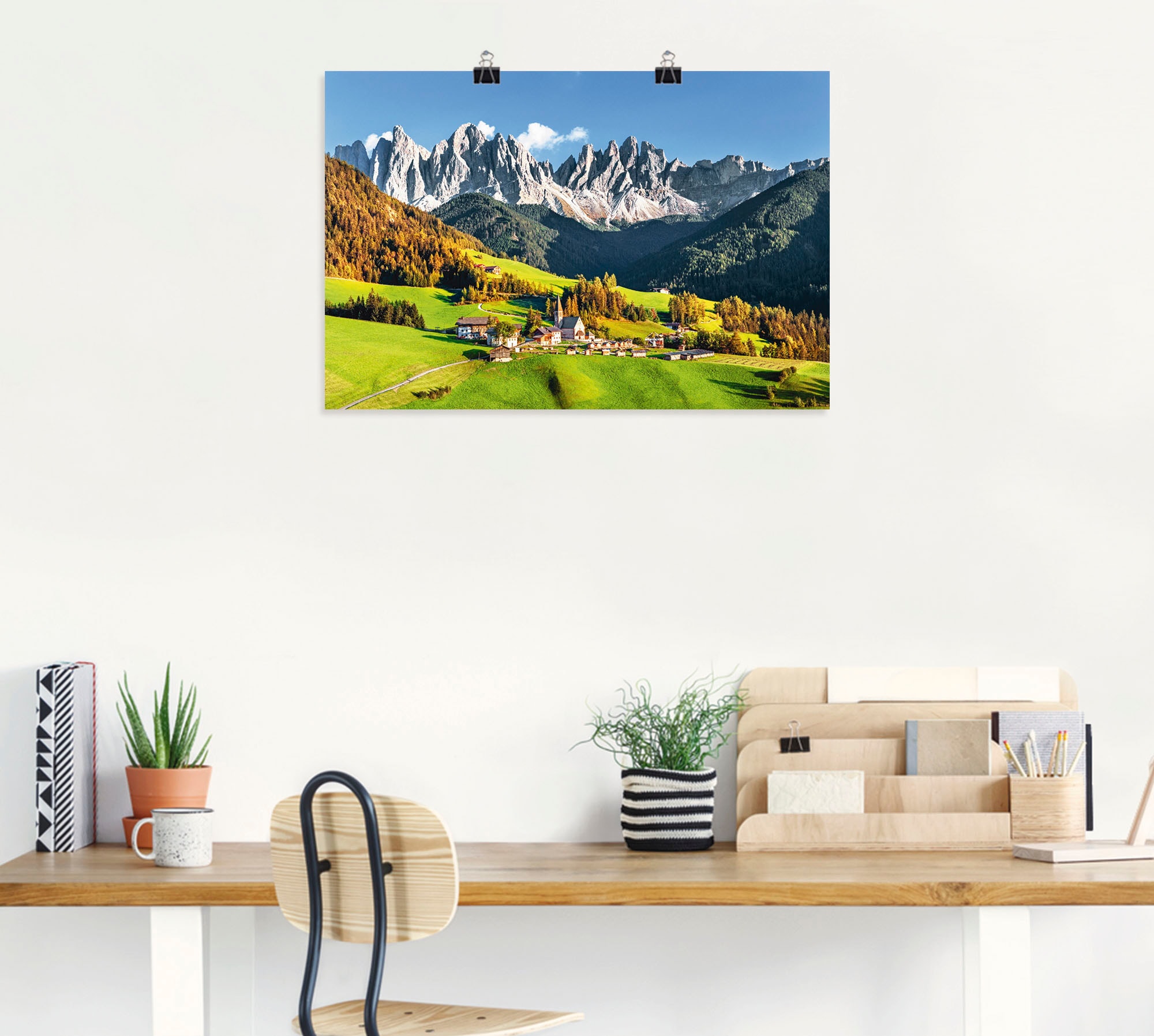 Artland Wandbild »Alpen Berge Santa Maddalena«, Berge & Alpenbilder, (1 St.), als Alubild, Outdoorbild, Leinwandbild, Poster in verschied. Größen