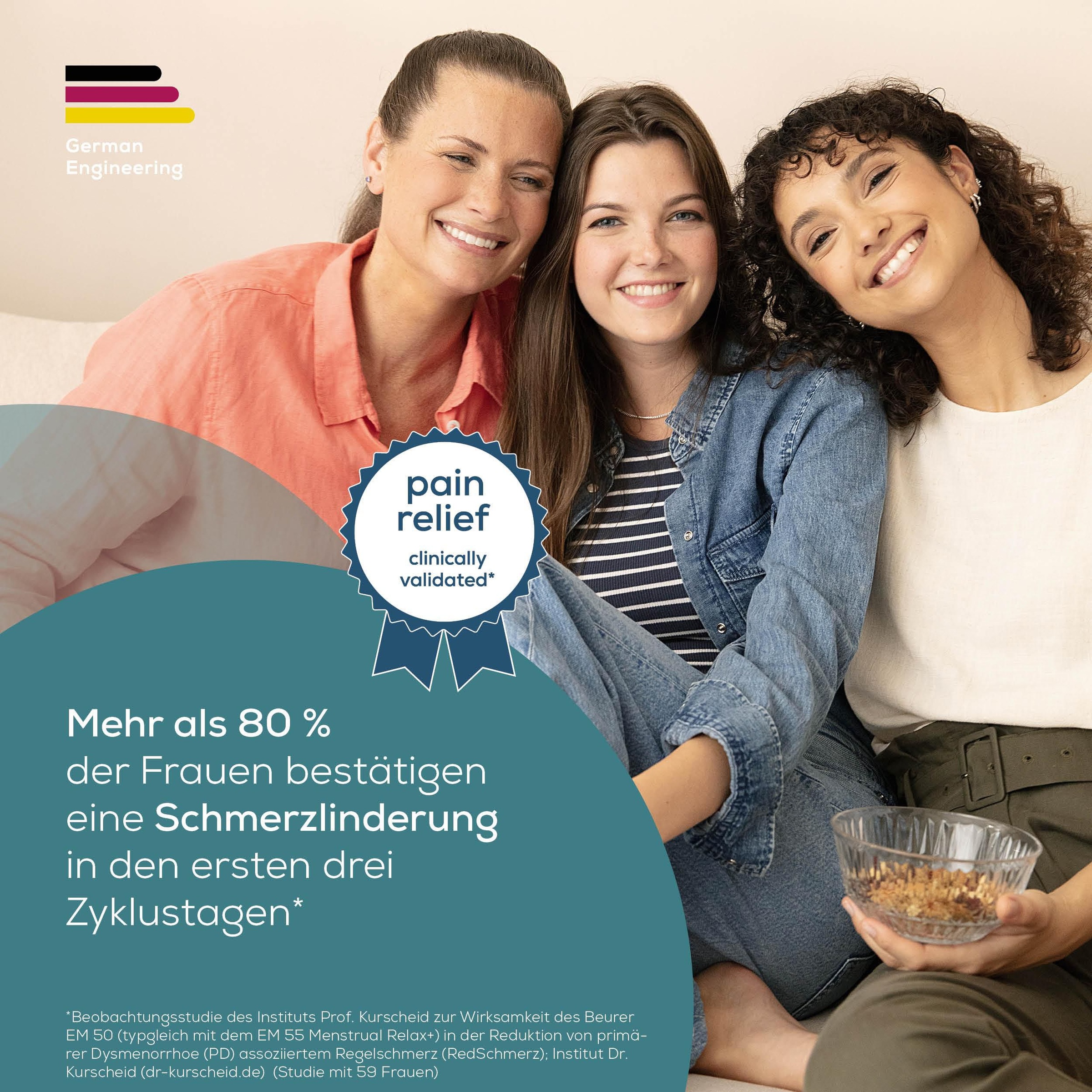 BEURER Menstruations-Pad »EM 55 Menstrual Relax+ mit Wärme und TENS-Funktion«, (Inkl. 4 selbsthaftenden Gel-Pads), Schmerzlinderung bei Menstruationsschmerzen und Endometriose