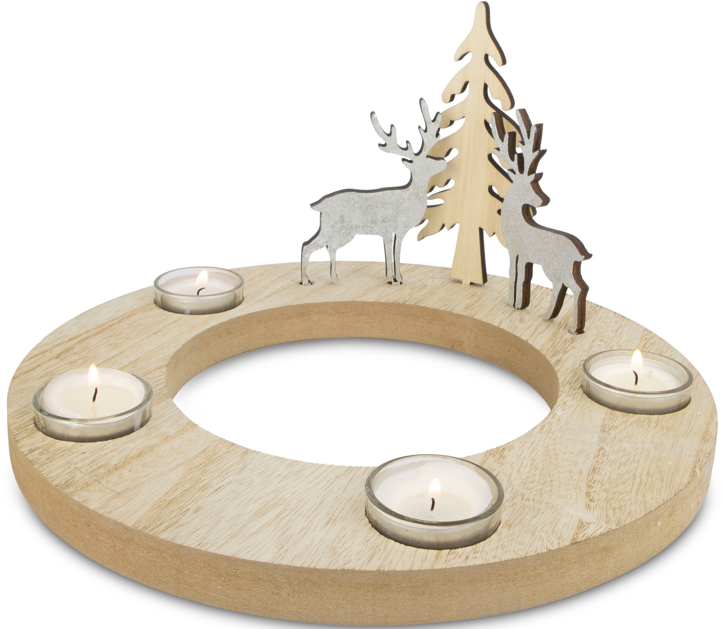 my home Adventsleuchter »Kerzenhalter Gläsern, 29,5 Weihnachtsdeko, cm ca. Ø St.), (1 aus mit Holz«, Juna OTTO Adventskranz bei 4