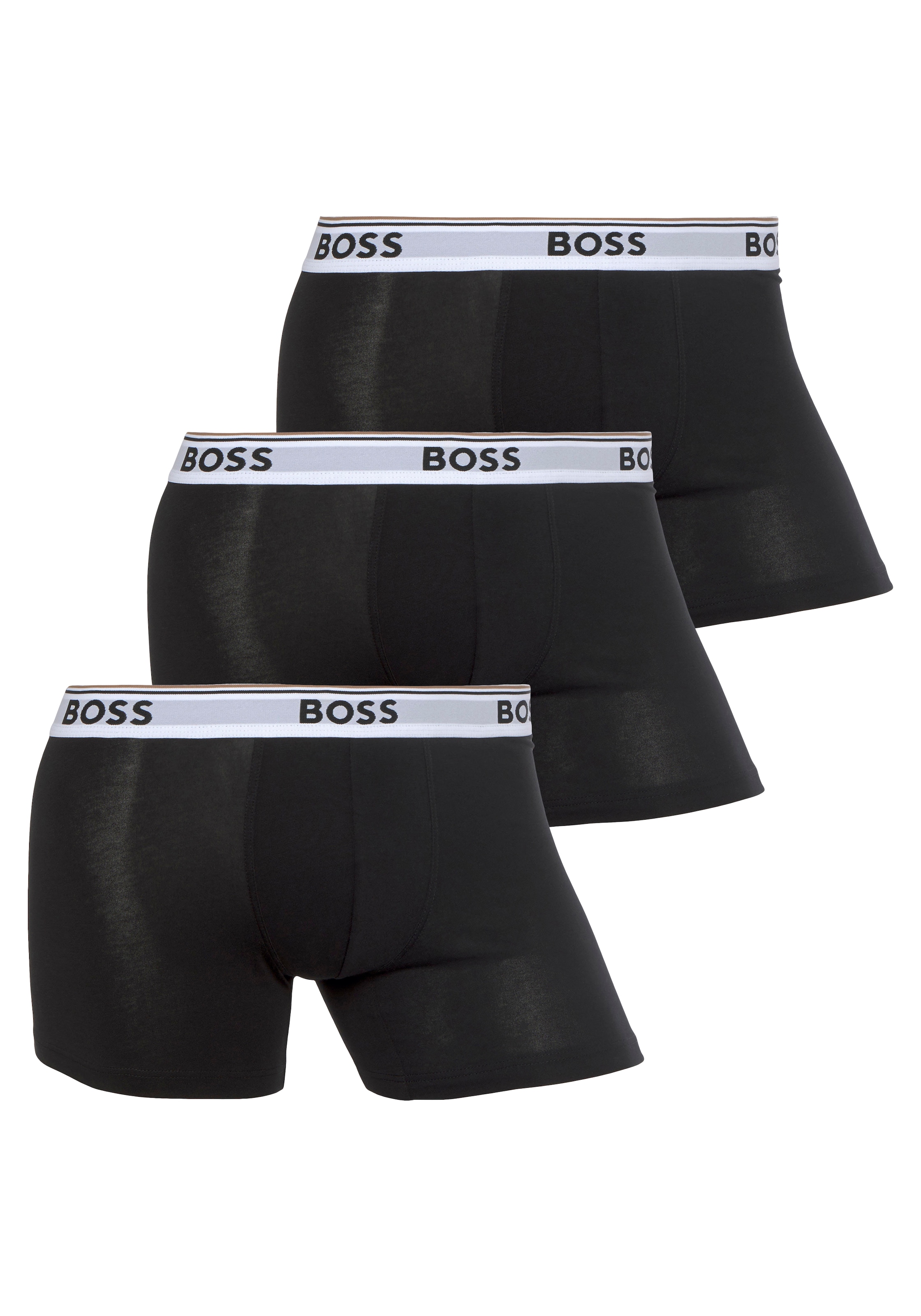 BOSS Langer Boxer »Boxer Brief 3P«, (Packung, 3er-Pack), mit farblich passendem Webbund