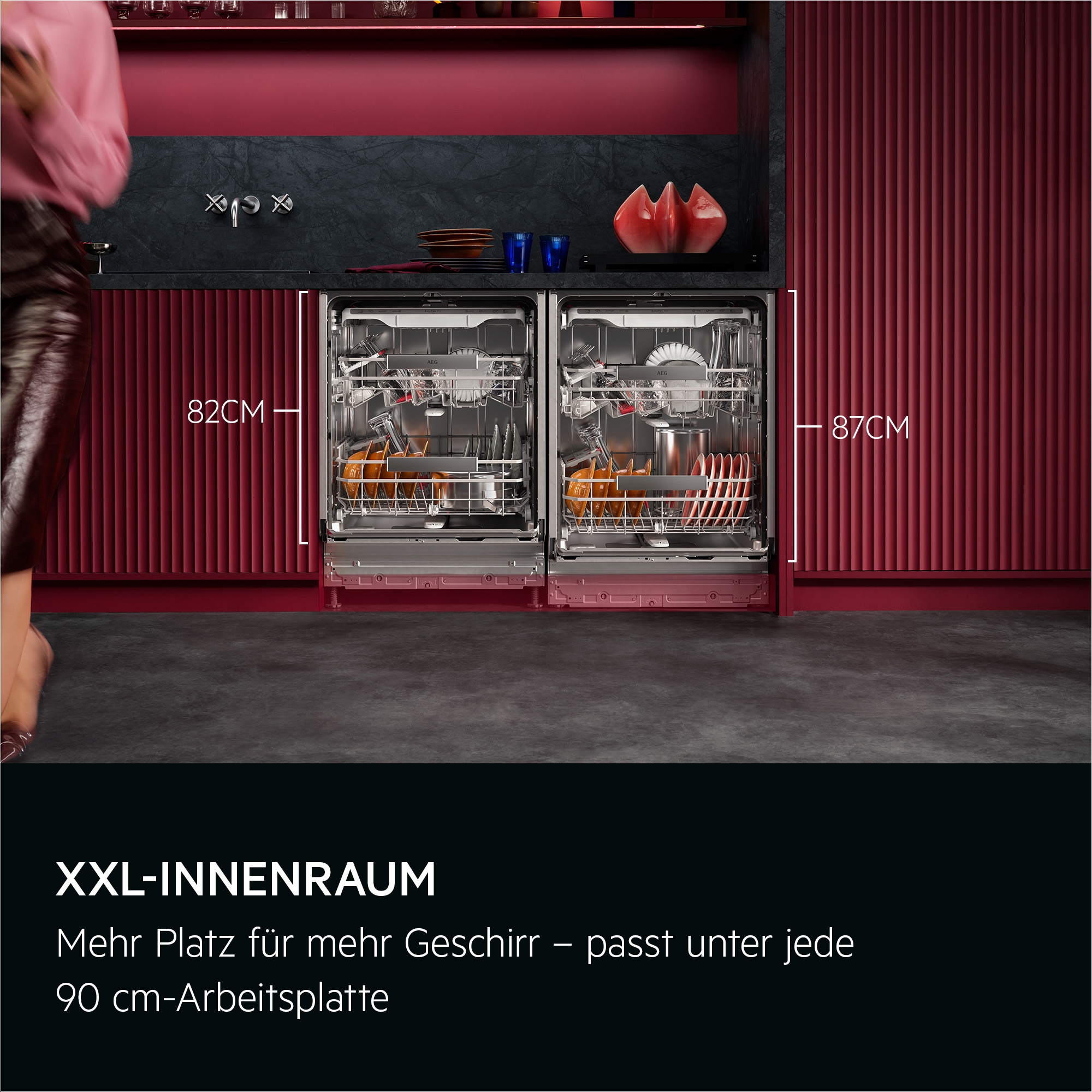 AEG vollintegrierbarer Geschirrspüler 9000 XXL »GI9700X4PC« Leise Spülmaschine 36dB ComfortLift: Be- & Entladen ohne Bücken