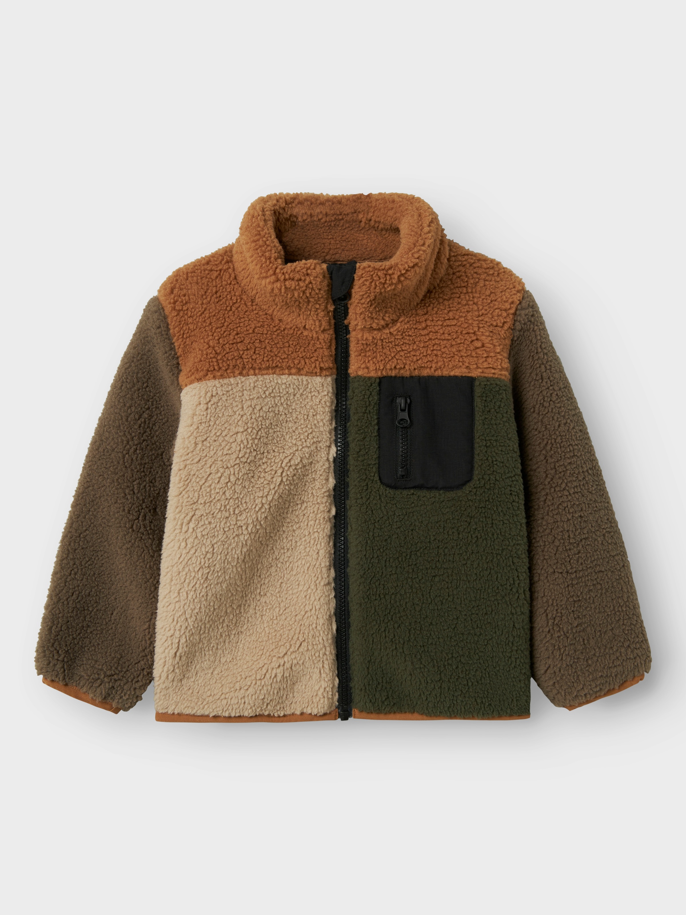 Name It Fleecejacke »NMMMONICO TEDDY JACKET BLOCK«, ohne Kapuze