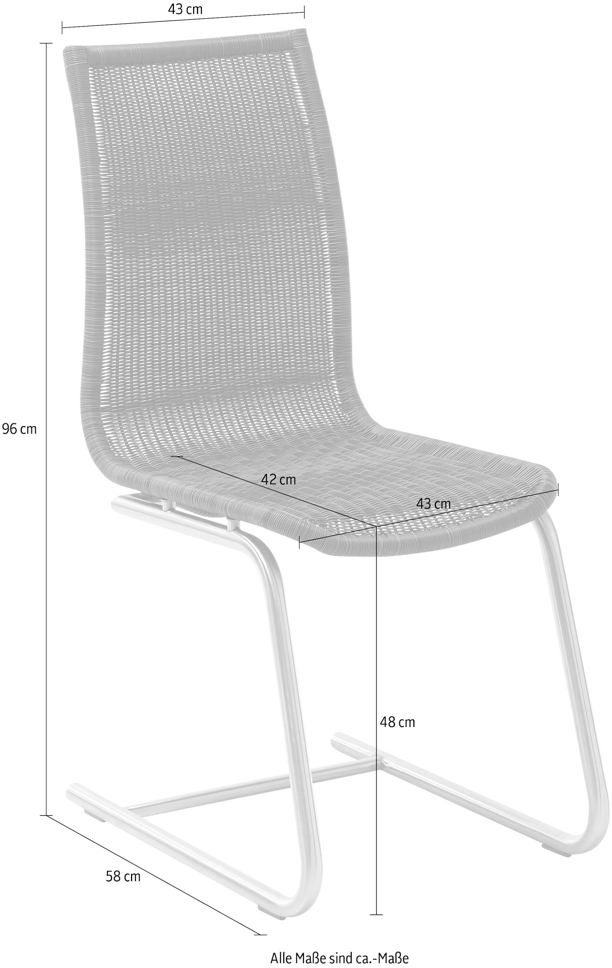 WK WOHNEN Freischwinger »WK 7400«, Rundrohrgestell in Edelstahloptik, Vollgeflecht, 1er und 2er Set