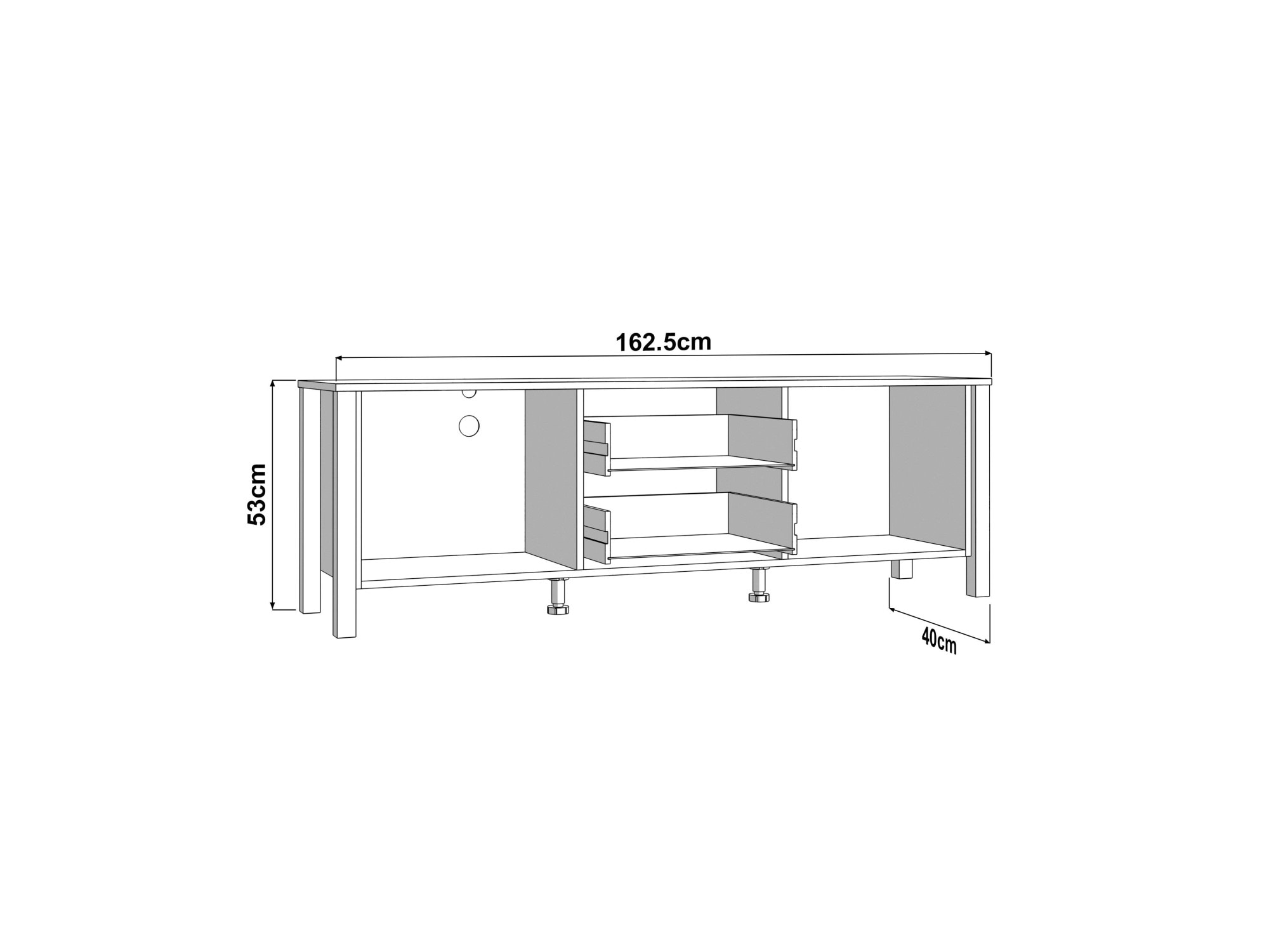 Home affaire Lowboard »BEDFORD, TV-Board, TV-Kommode, TV-Schrank, TV-Möbel im Landhausstil« MDF-Profil, 2 Türen, 2 Schubladen und 2 Fächer mit Metallgriffen