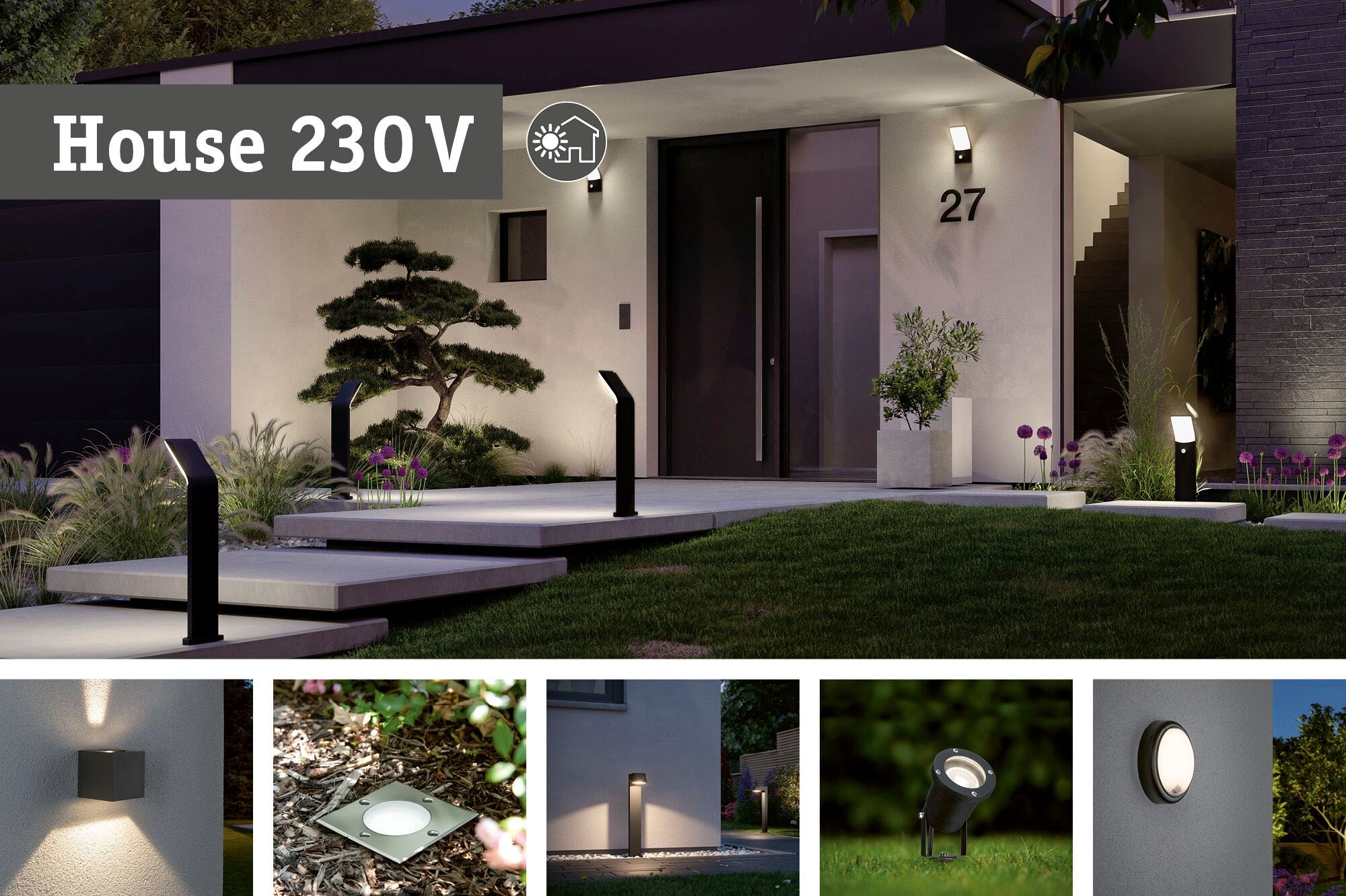Paulmann LED Gartenleuchte »Sienna 230V Pollerleuchte«, 1 flammig, seewasserresistent, mit PIR-Sensor
