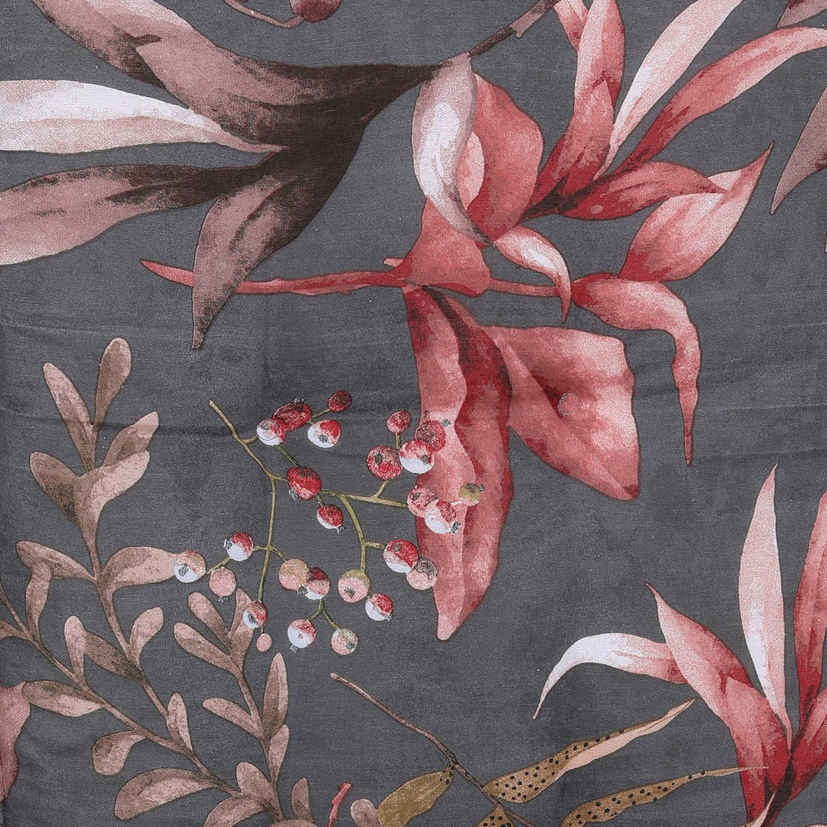 GO-DE Sesselauflage Blätter / Beeren anthrazit - Maße BxLxH ca.: 50 cm x 100 cm x 7 cm