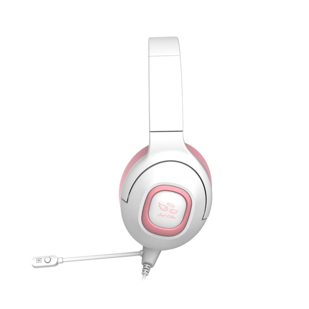 Sades Gaming-Headset »Shaman SA-724 Gaming Headset, weiß/pink, USB, kabelgebunden«, Mikrofon abnehmbar