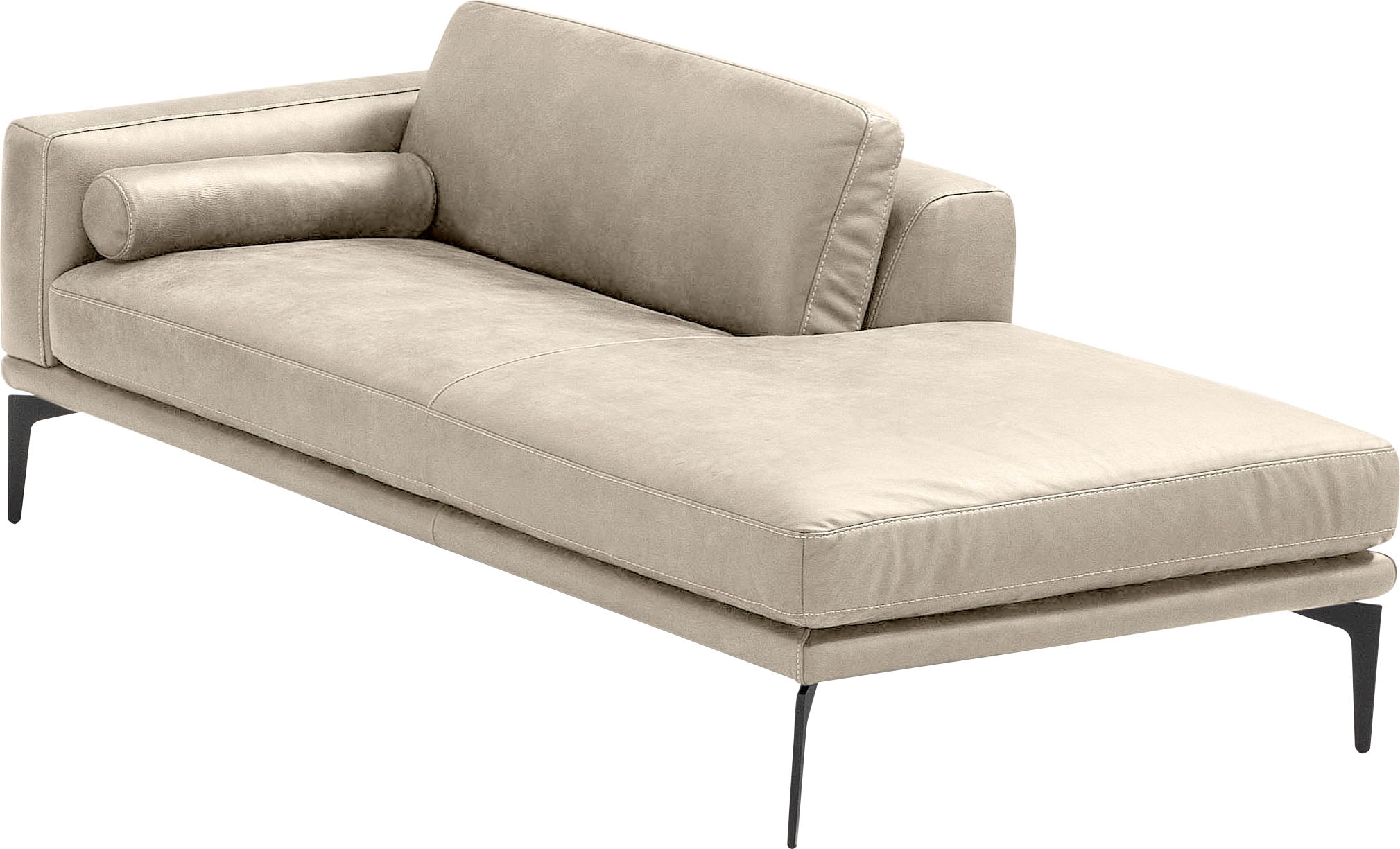 Egoitaliano Ottomane »Masu, Design trifft super Sitzkomfort, mit toller Detailverarbeitung«, Rückenkissen und Armteilrolle für mehr Komfort, mit Metallfüßen