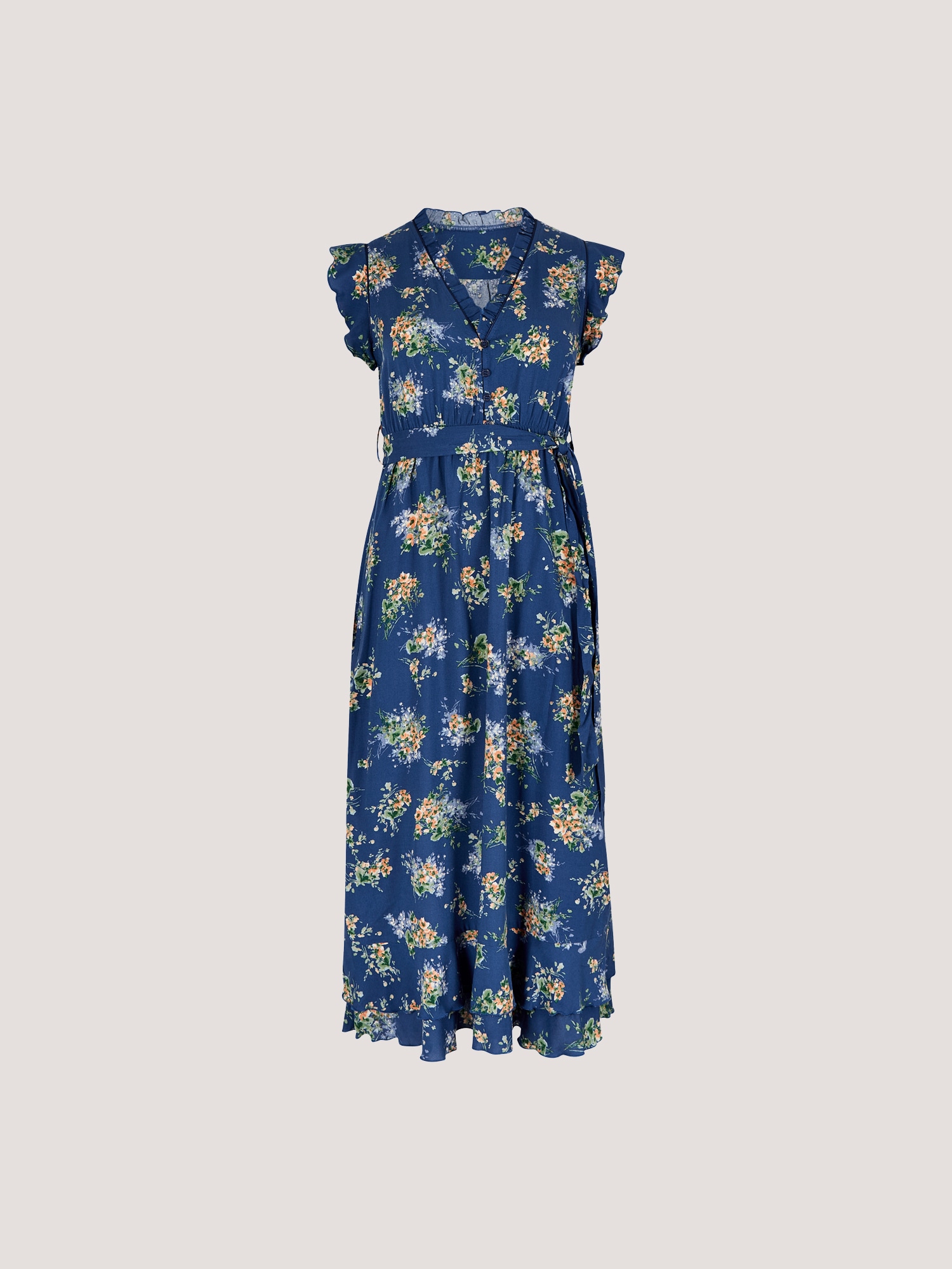 Apricot Midikleid »Midikleid« mit Bindeband, 2 tlg. mit Rüschen und Bindegürtel