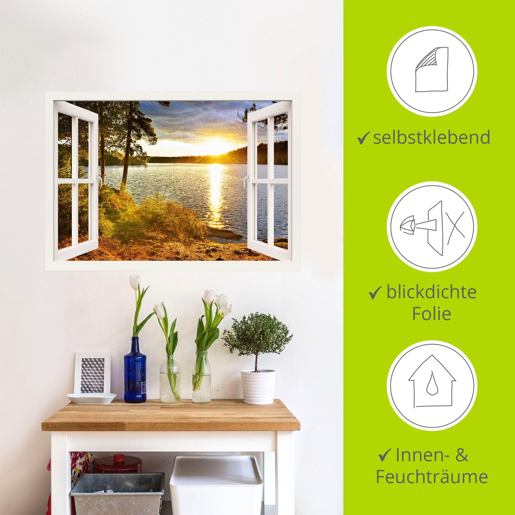 Artland Wandbild »Sonnenuntergang im Algonquin Park«, Fensterblick, (1 St.), als Leinwandbild, Poster, Wandaufkleber in verschied. Größen