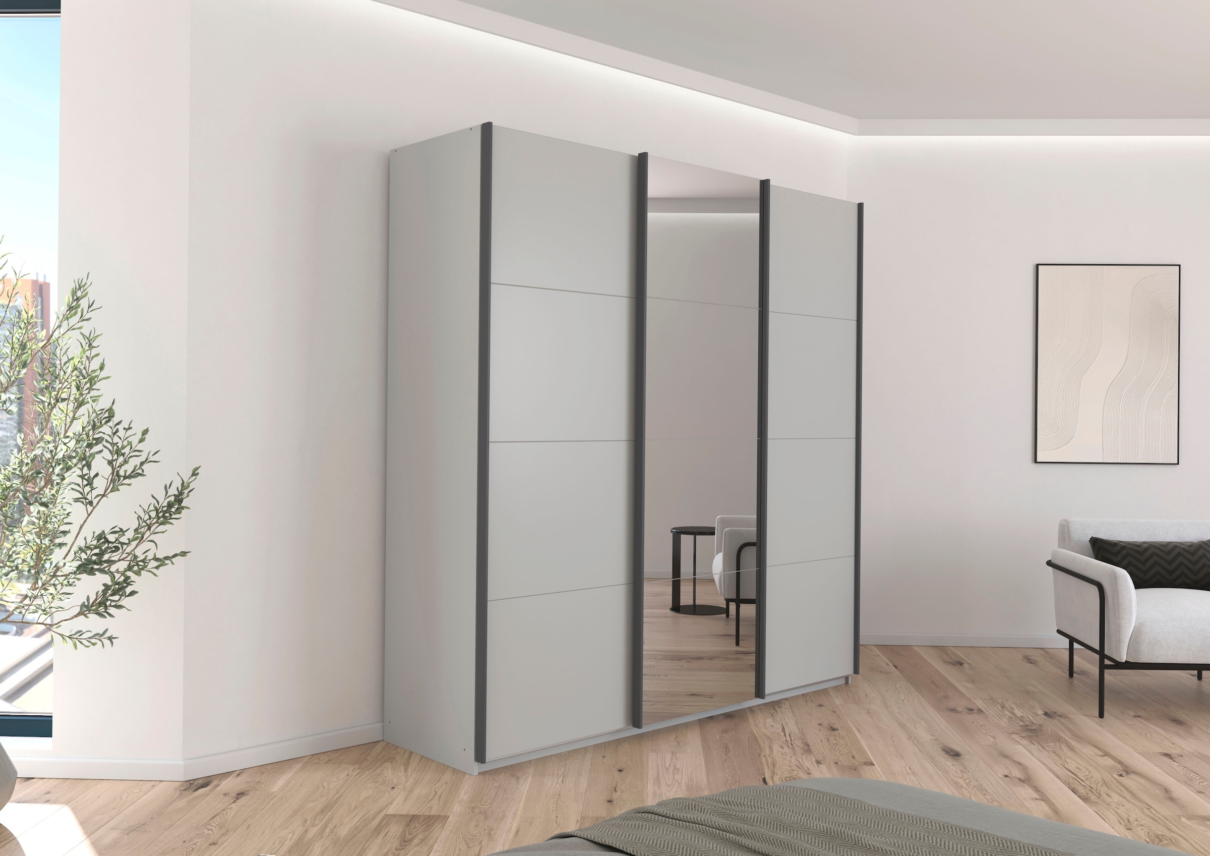 rauch Schwebetürenschrank »Kleiderschrank Schrank OTTO´S CHOICE Garderobe AGORDO«, (in zwei Griff-Farben), Top Innenausstattung, in 4 Breiten und 2 Höhen MADE IN GERMANY