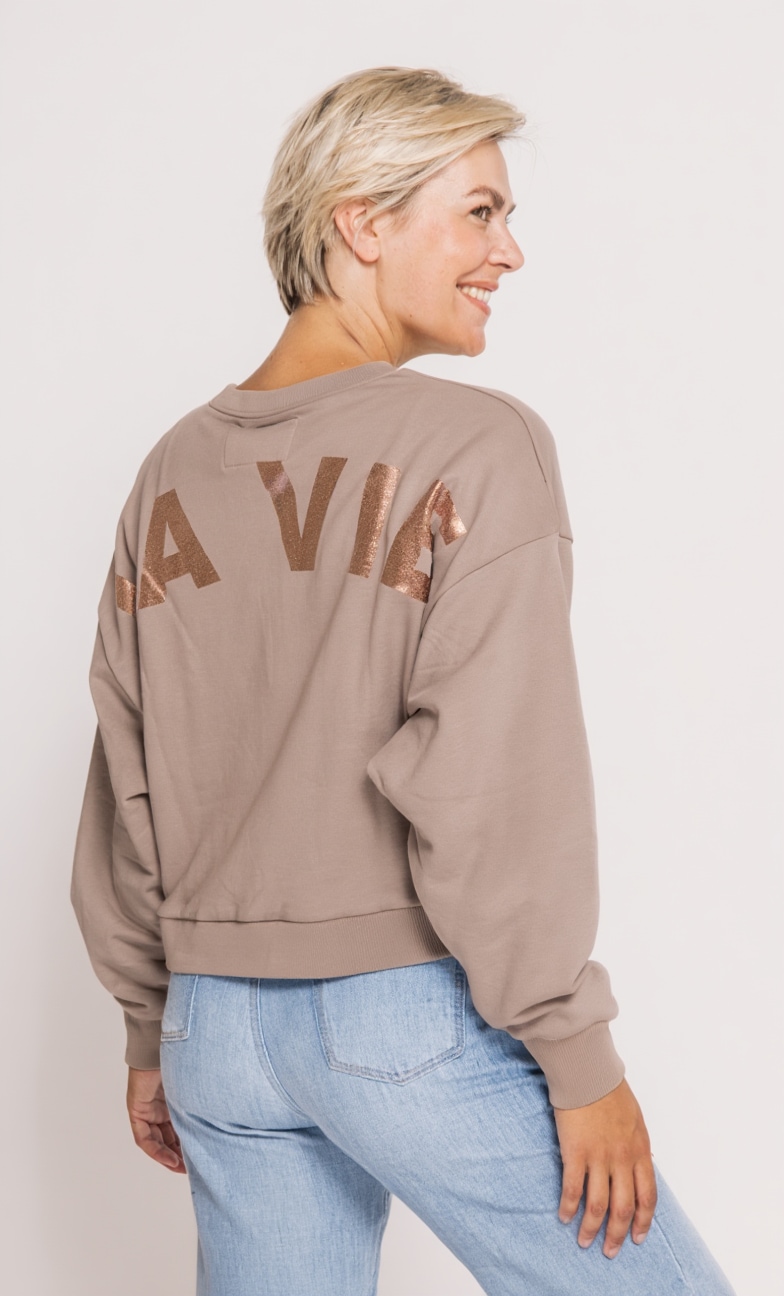 Zhrill Sweater »ZHUTE«, mit glänzendem Rücken-Print
