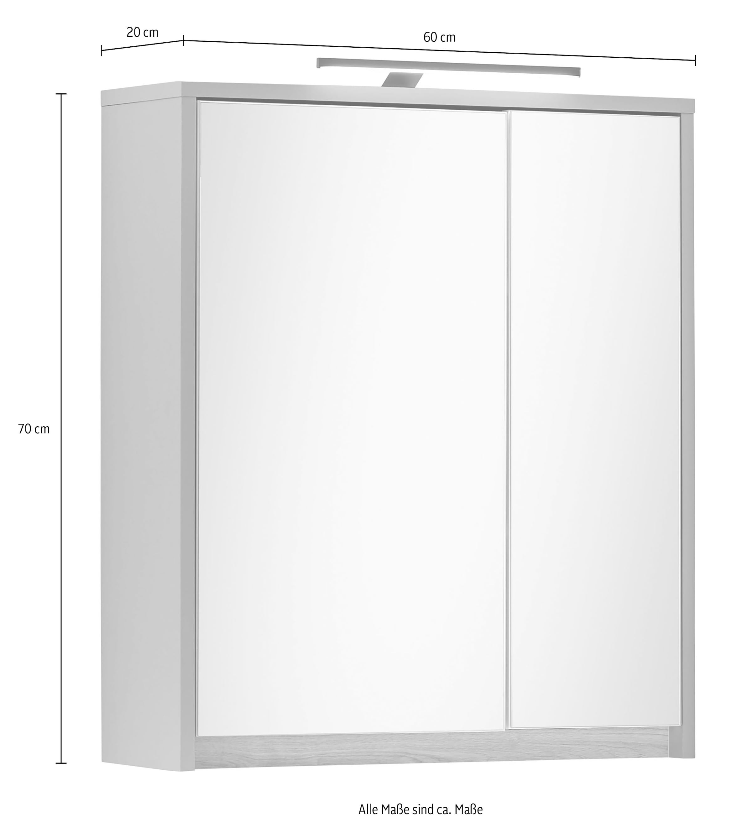 BASIC by Balculina Badezimmerspiegelschrank »Avanto B/H/T 60x70x20 cm« 1 Stk. tlg. Breite 60cm, Softclose für Türen, FSC-Mix 70%