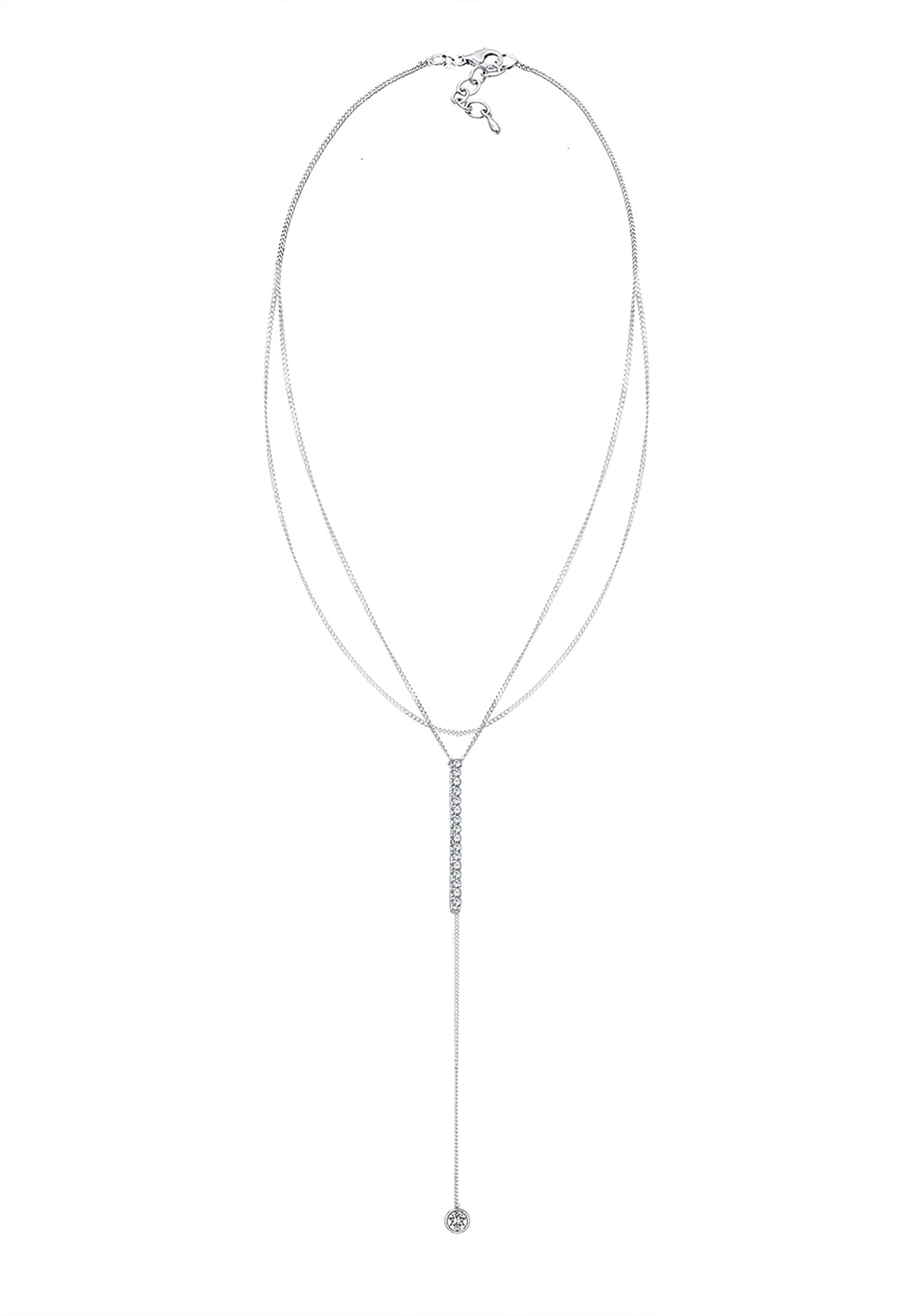 Elli Choker »Halskette Y-Kette Layer Rechteck Glas Kristalle Weiß 925 Sterling Silber«