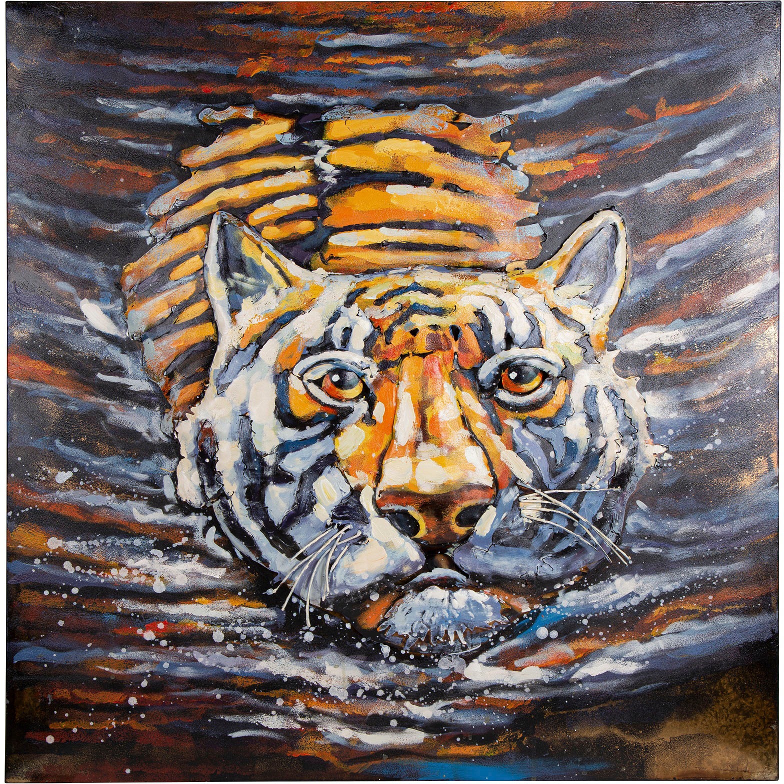 Spiegelprofi GmbH Metallbild »DEMI«, Tiger, (1 St.), schwimmender Tiger