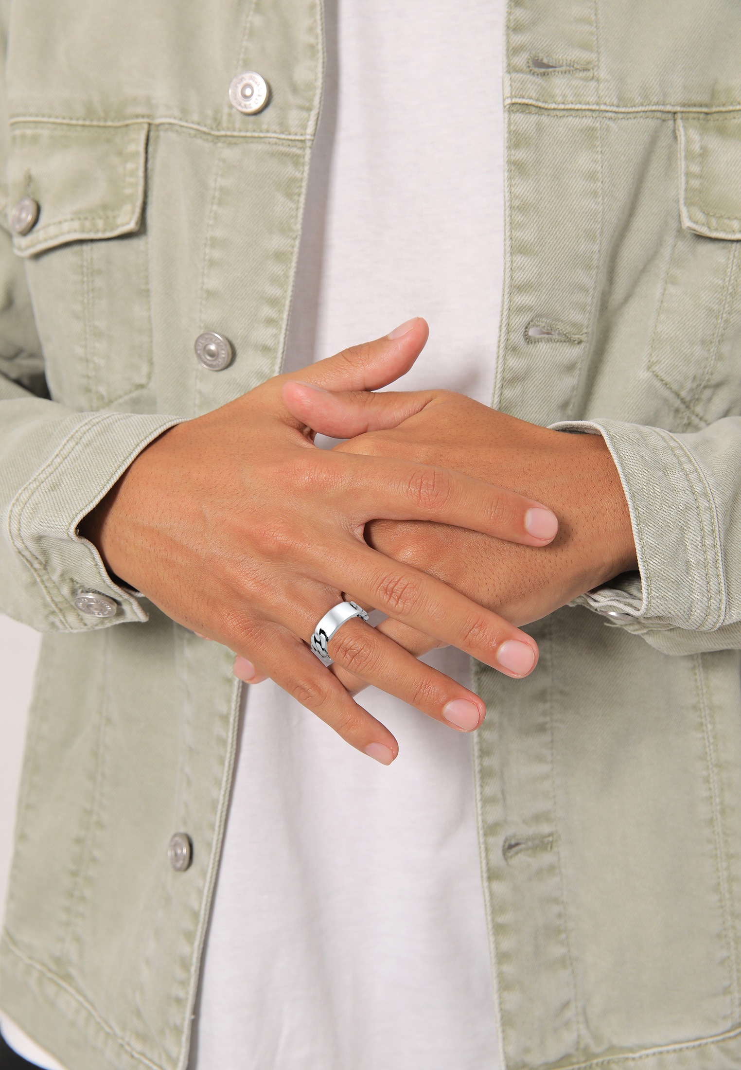Kuzzoi Silberring »Ring Herren Siegelring Panzer Glieder Platte 925 Silber«