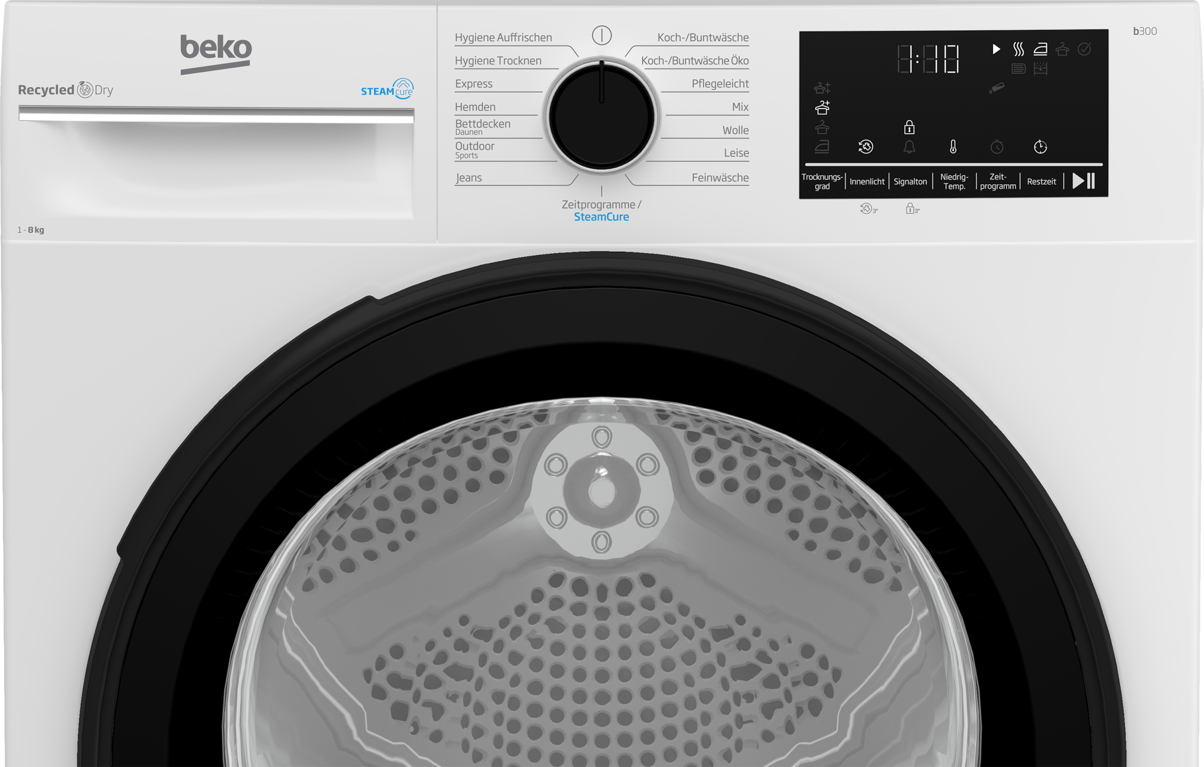BEKO Wärmepumpentrockner »B3TO82C9W«, Multifunktionsdisplay