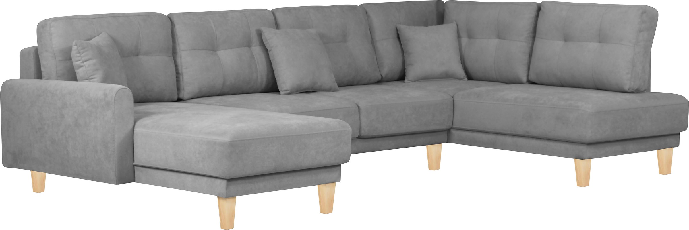 Home affaire Wohnlandschaft »TRIPLO U-Form wahlweise mit Schlaffunktion, B/T/H: 310/192/90 cm«, Schlafsofa, auch mit Bettkasten, Steppung im Rückenkissen