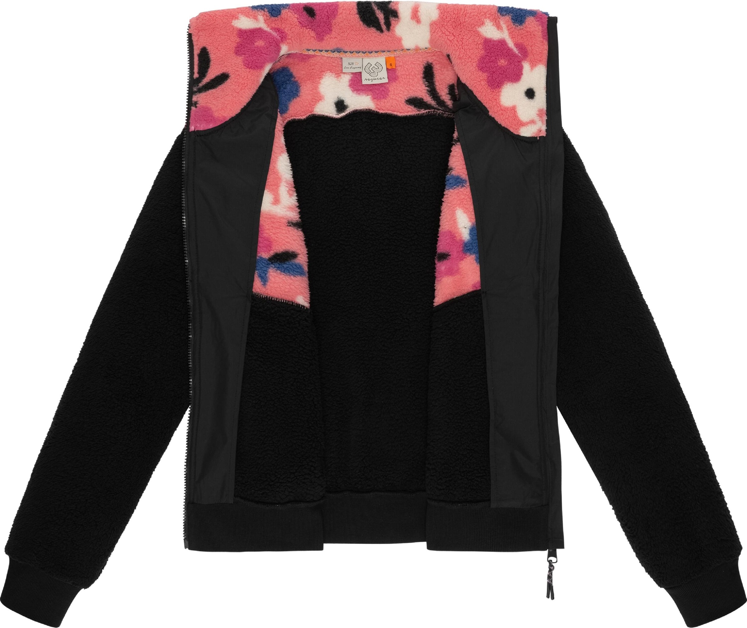 Ragwear Sweatjacke »Fleecejacke Madaras Flower«, Flauschige Damen Übergangsjacke aus Teddyfleece