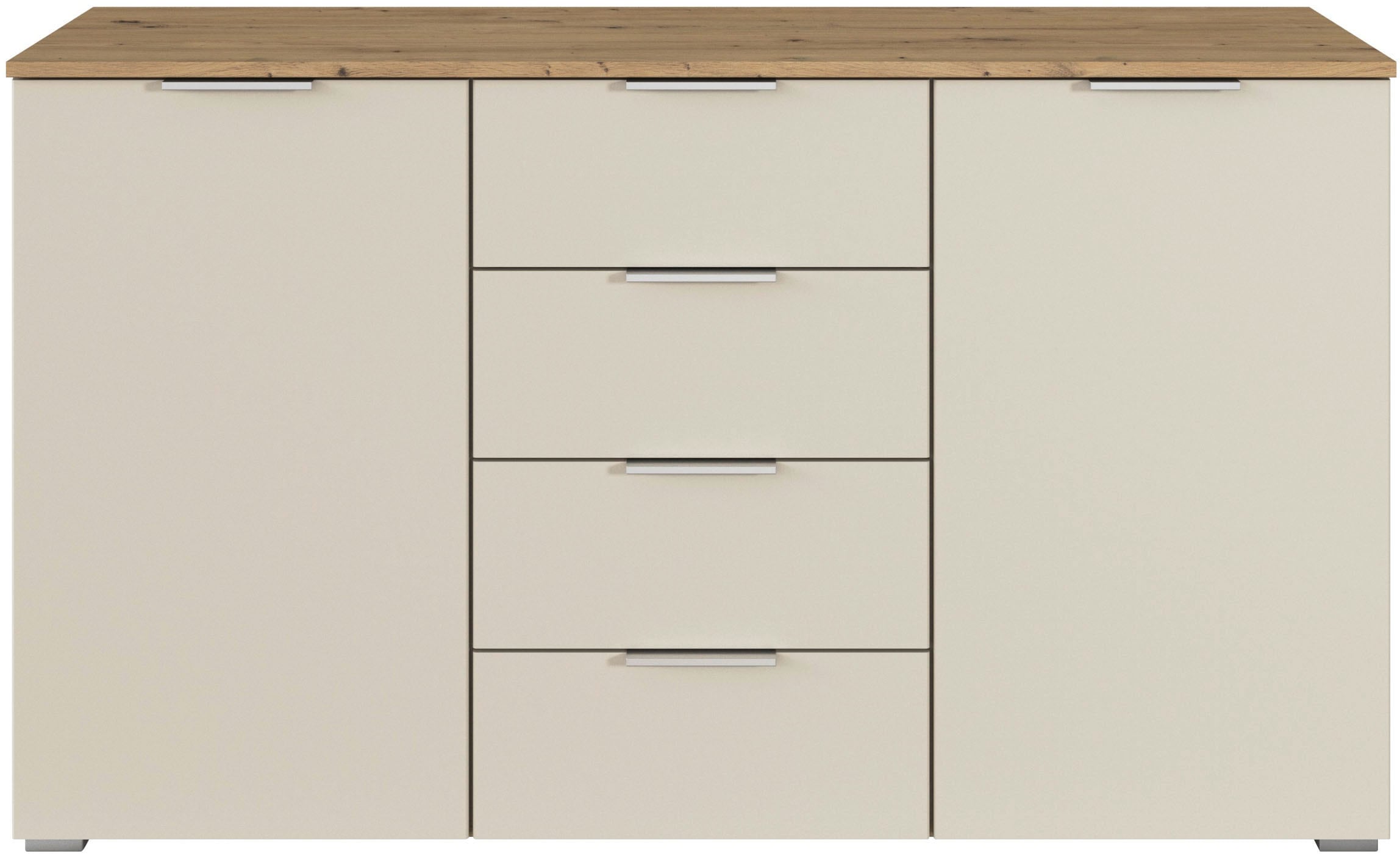 OTTO home Kombikommode »Sideboard Schubladenkommode AGORDO mit Dekor- oder Hochglanzfront« in zwei Griff-Farben, Breite 120 cm,  vier große Schubladen, mit insgesamt 4 Einlegeböden MADE IN GERMANY